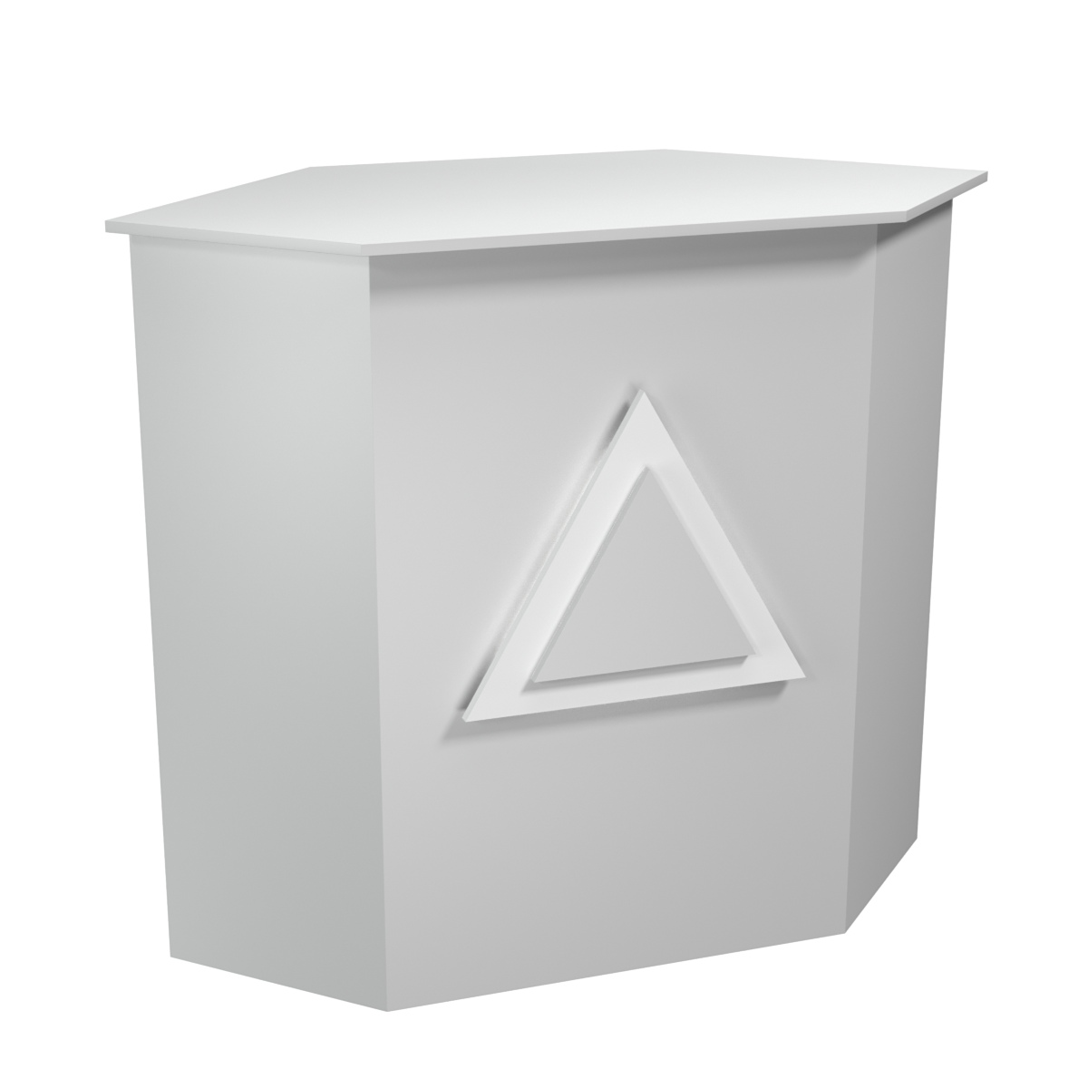 Торговый стол-прилавок шестигранный с декоративной накладкой серии ТРЕУГОЛЬНИК №22 Серый