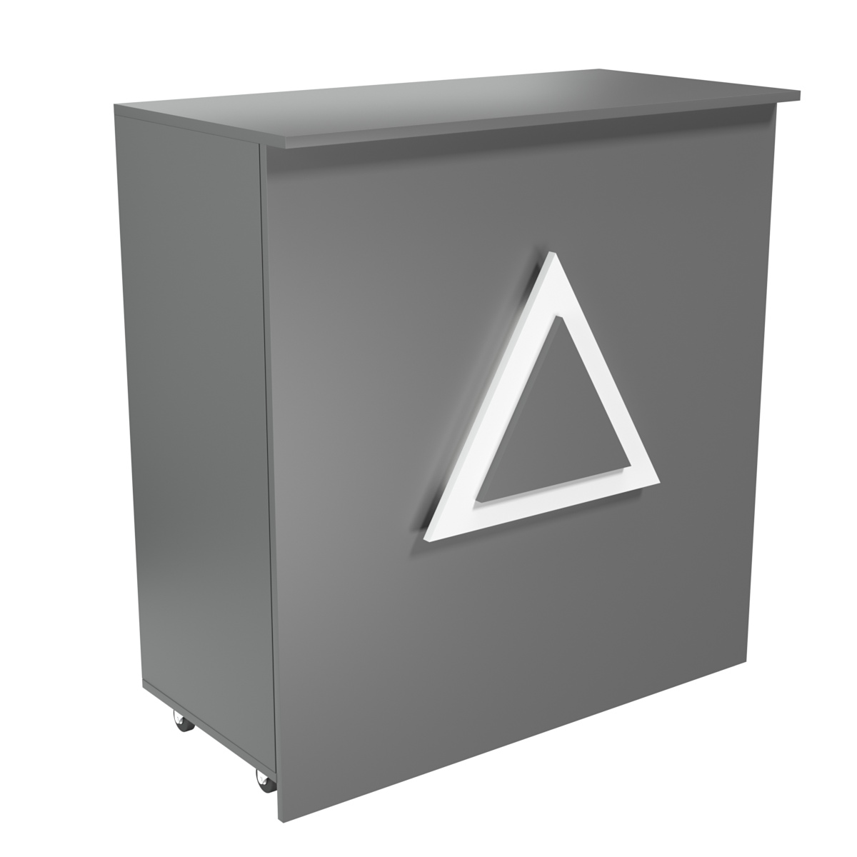 Торговый прилавок под кассу выкатной прямоугольный с декоративной накладкой серии ТРЕУГОЛЬНИК №1 Темно-Серый