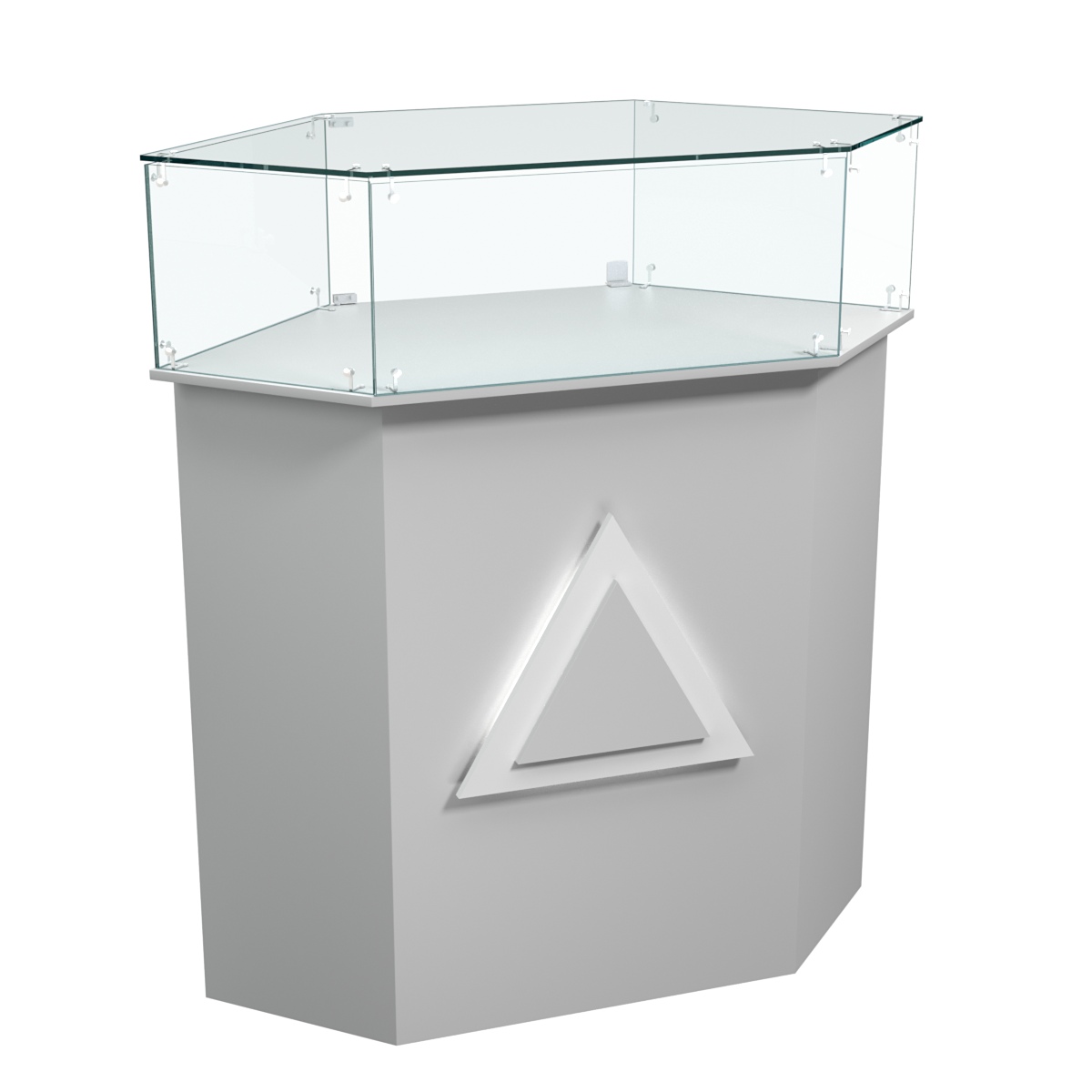 Торговый прилавок шестигранный с декоративной накладкой и стеклянным колпаком РОМБ №6 Серый
