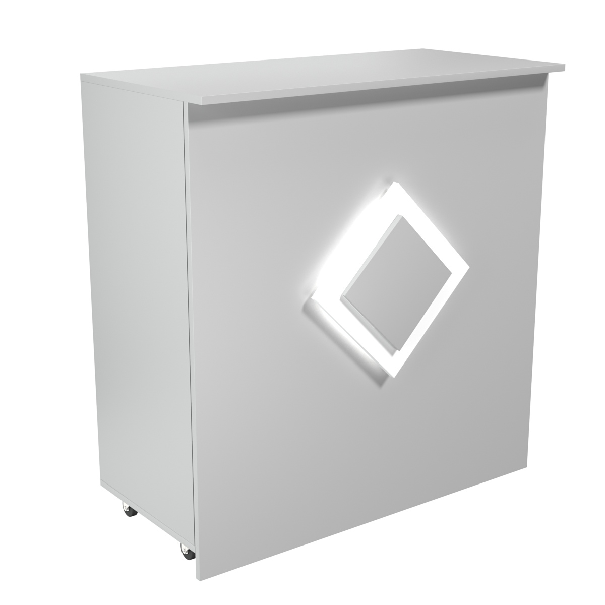 Торговый прилавок под кассу выкатной прямоугольный с декоративной накладкой серии РОМБ №1 Серый