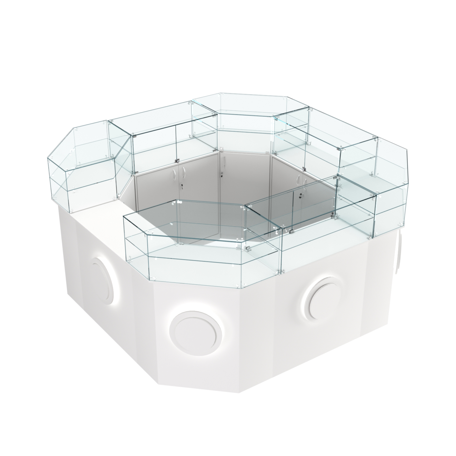 Торговый квадратный островок с накладками серии КРУГ №5 (7,62 кв.м) Белый