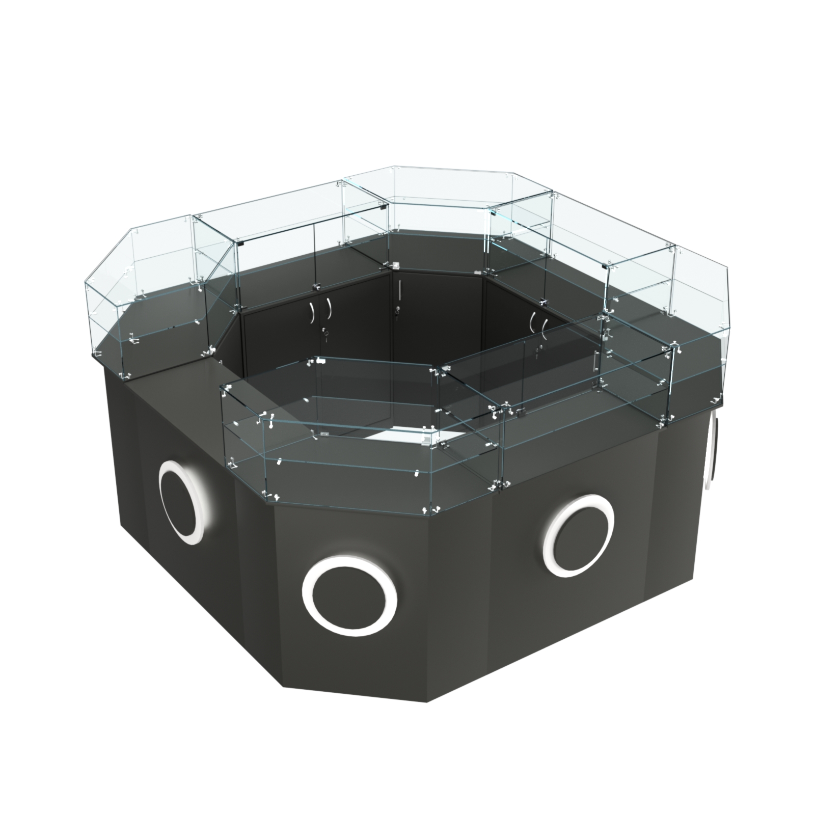 Торговый квадратный островок с накладками серии КРУГ №5 (7,62 кв.м) Черный