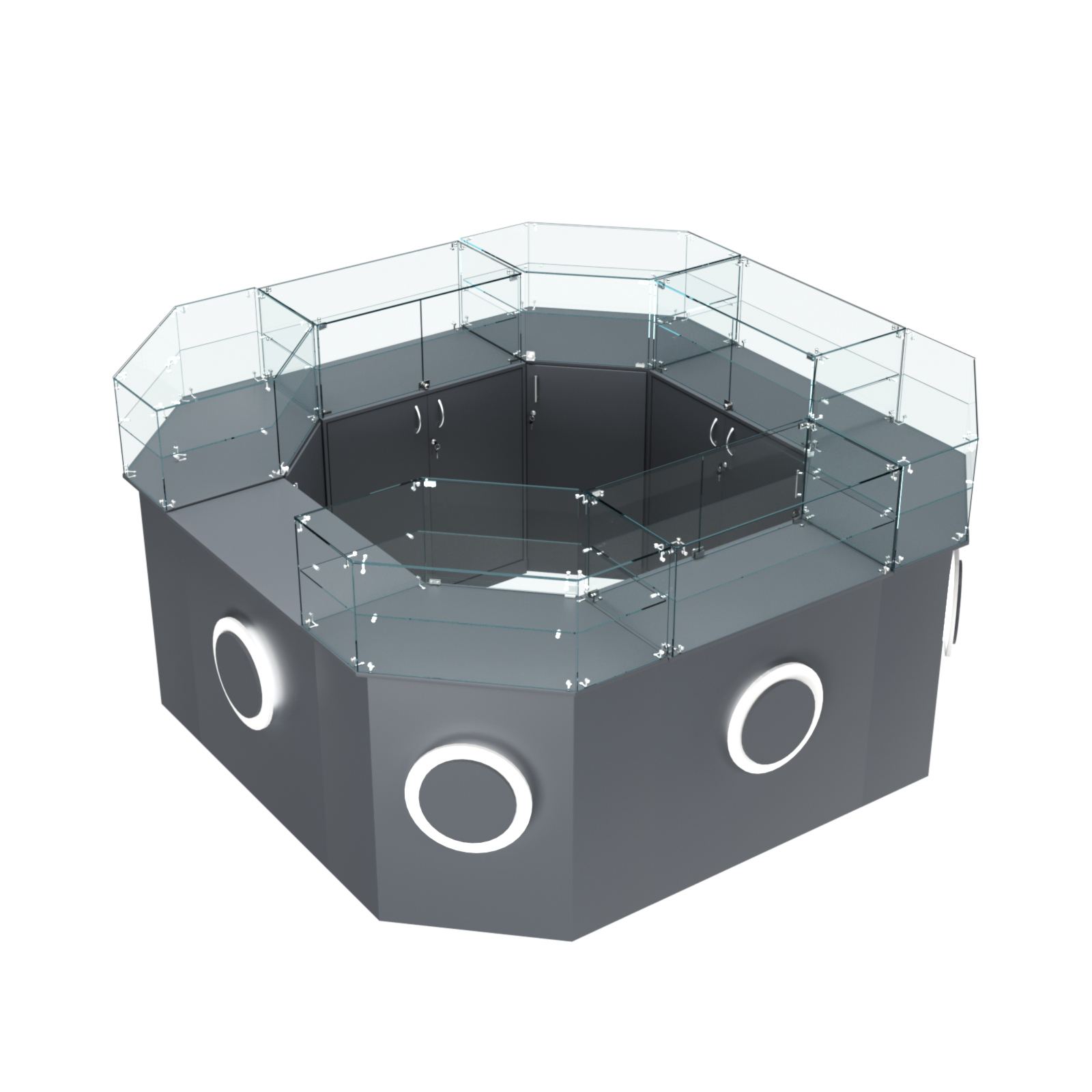 Торговый квадратный островок с накладками серии КРУГ №5 (7,62 кв.м) Темно-Серый