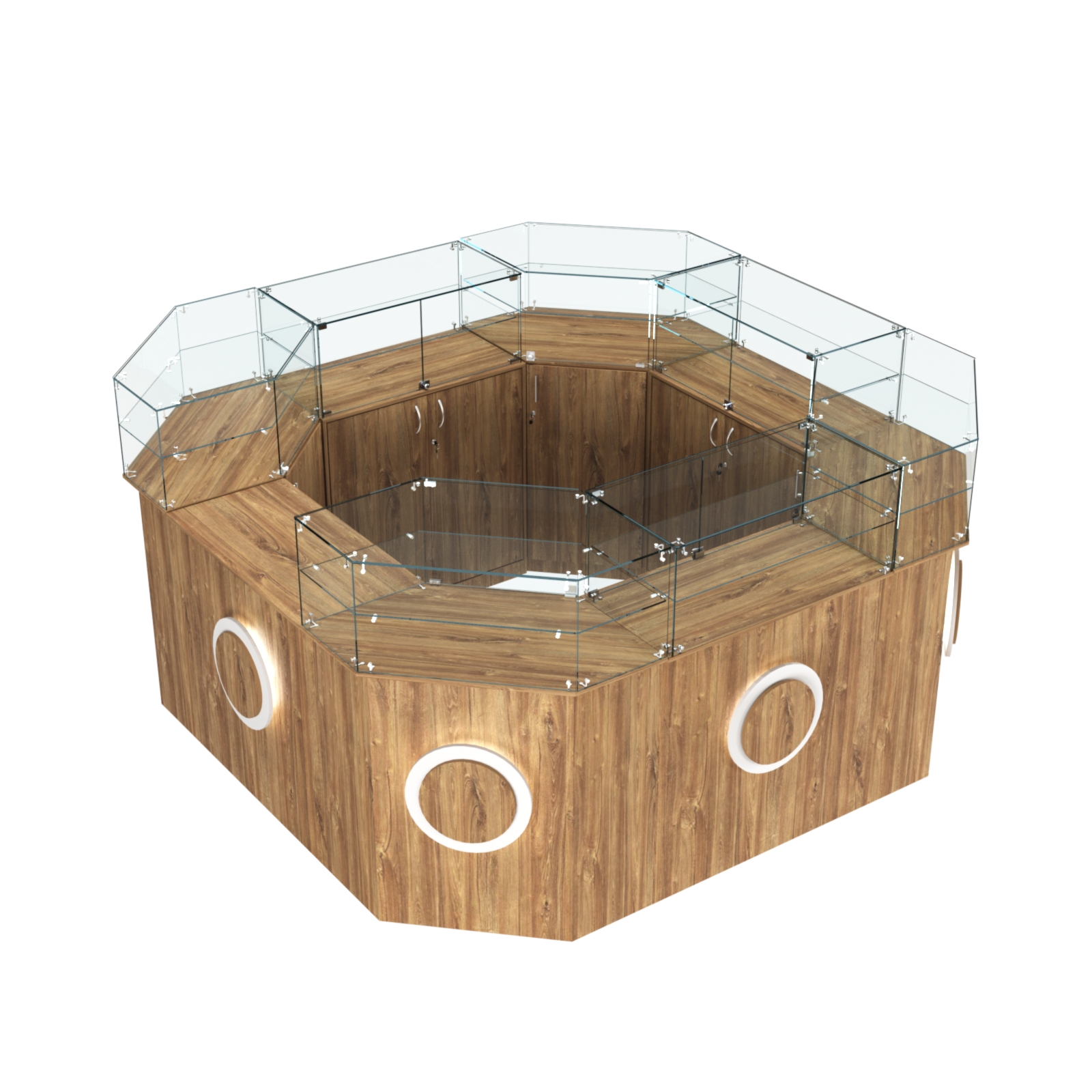 Торговый квадратный островок с накладками серии КРУГ №5 (7,62 кв.м) Дуб Канзас коричневый