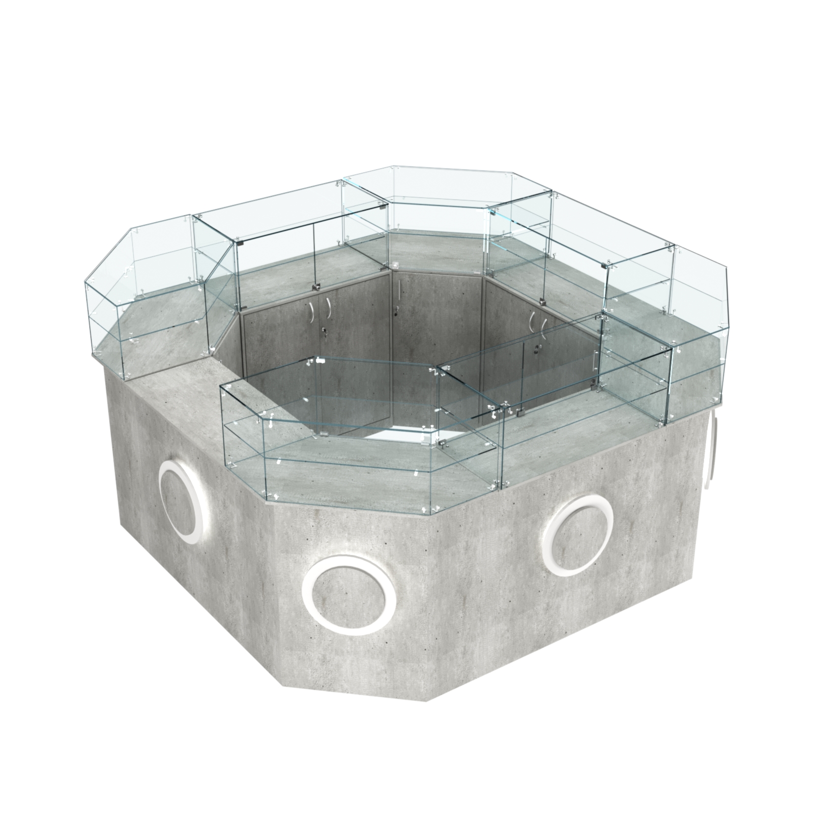 Торговый квадратный островок с накладками серии КРУГ №5 (7,62 кв.м) Метрополитан Грей