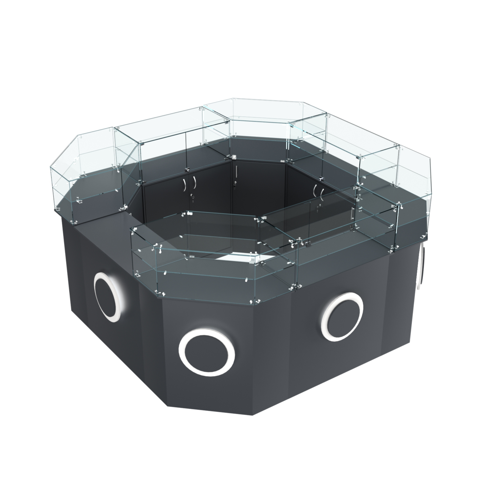 Торговый квадратный островок с накладками серии КРУГ №5 (7,62 кв.м) Антрацит