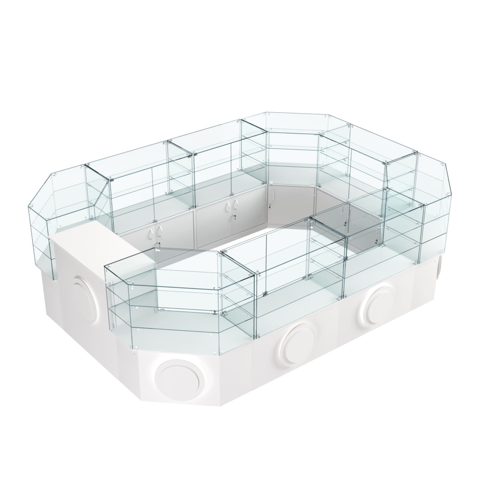 Торговый центральный островок с накладками серии КРУГ №3 (10,38 кв.м) Белый