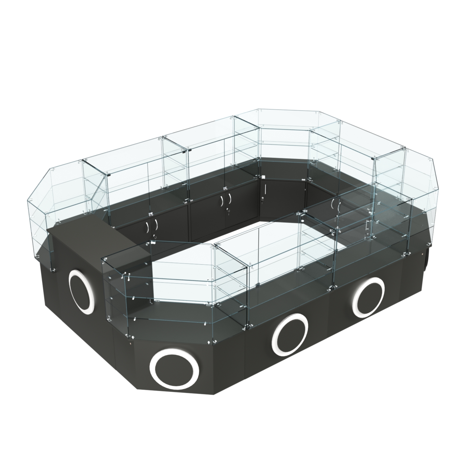 Торговый центральный островок с накладками серии КРУГ №3 (10,38 кв.м) Черный