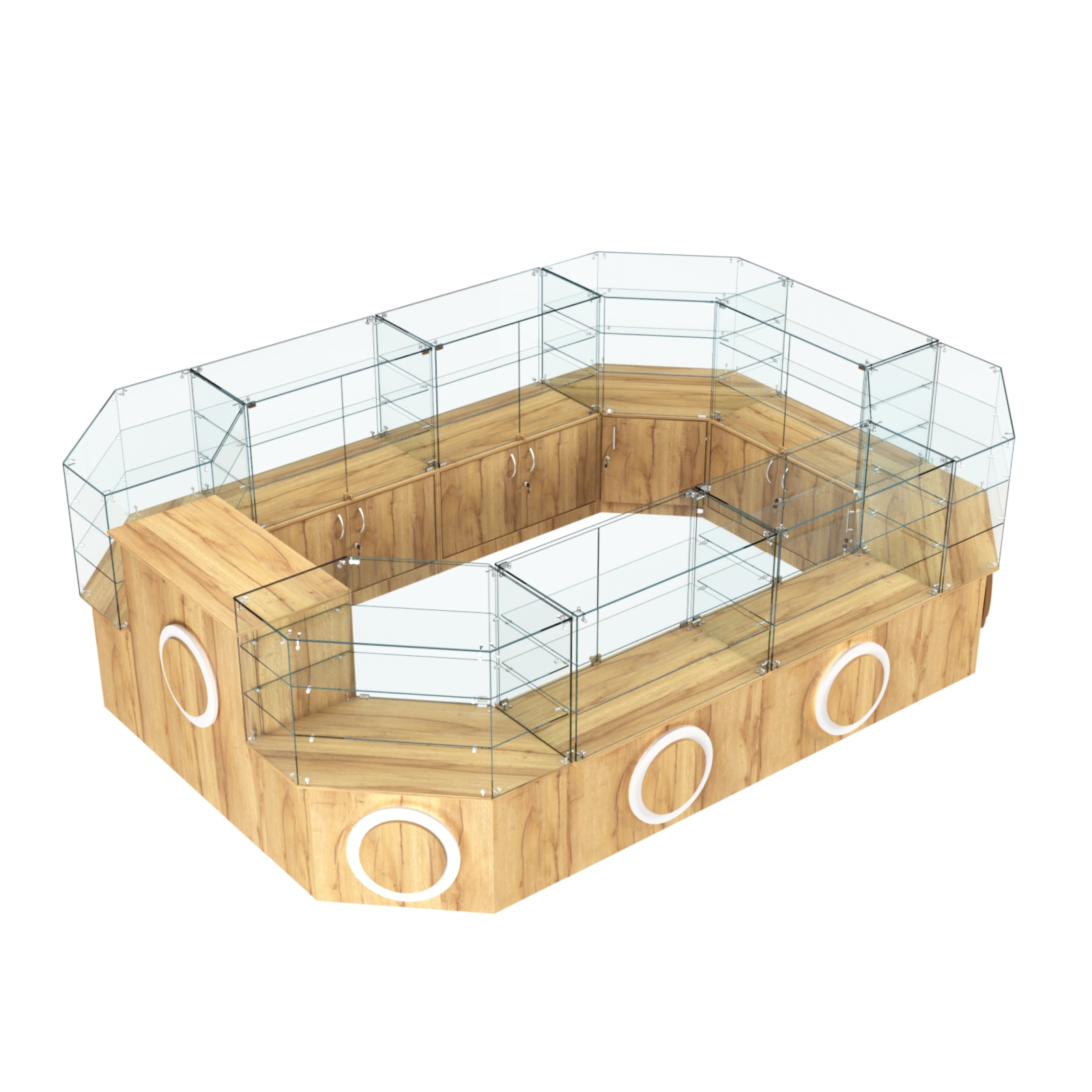 Торговый центральный островок с накладками серии КРУГ №3 (10,38 кв.м) Дуб Золотистый