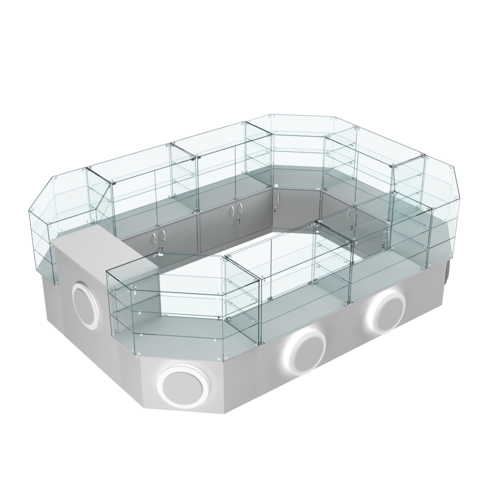 Торговый центральный островок с накладками серии КРУГ №3 (10,38 кв.м) Серый