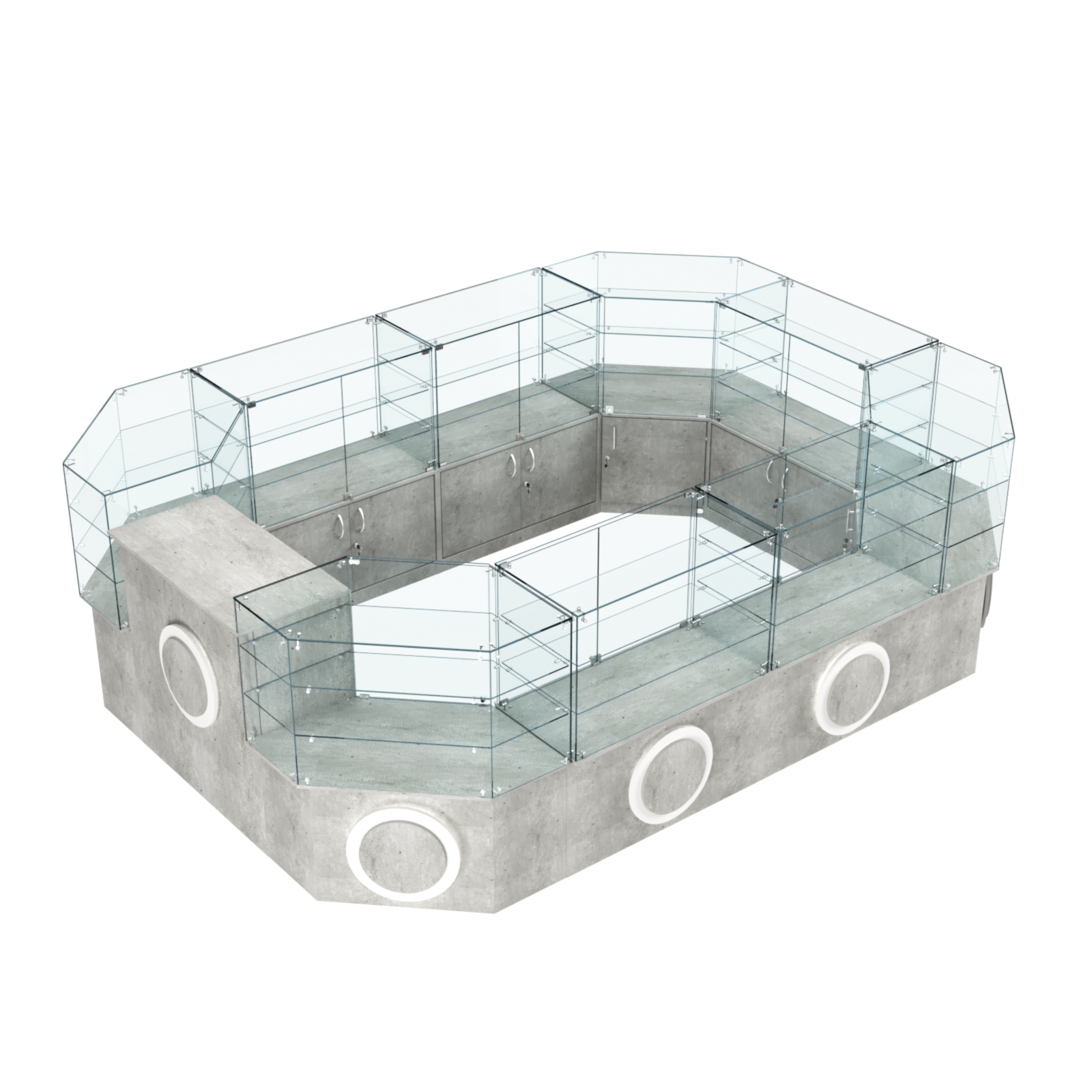 Торговый центральный островок с накладками серии КРУГ №3 (10,38 кв.м) Метрополитан Грей