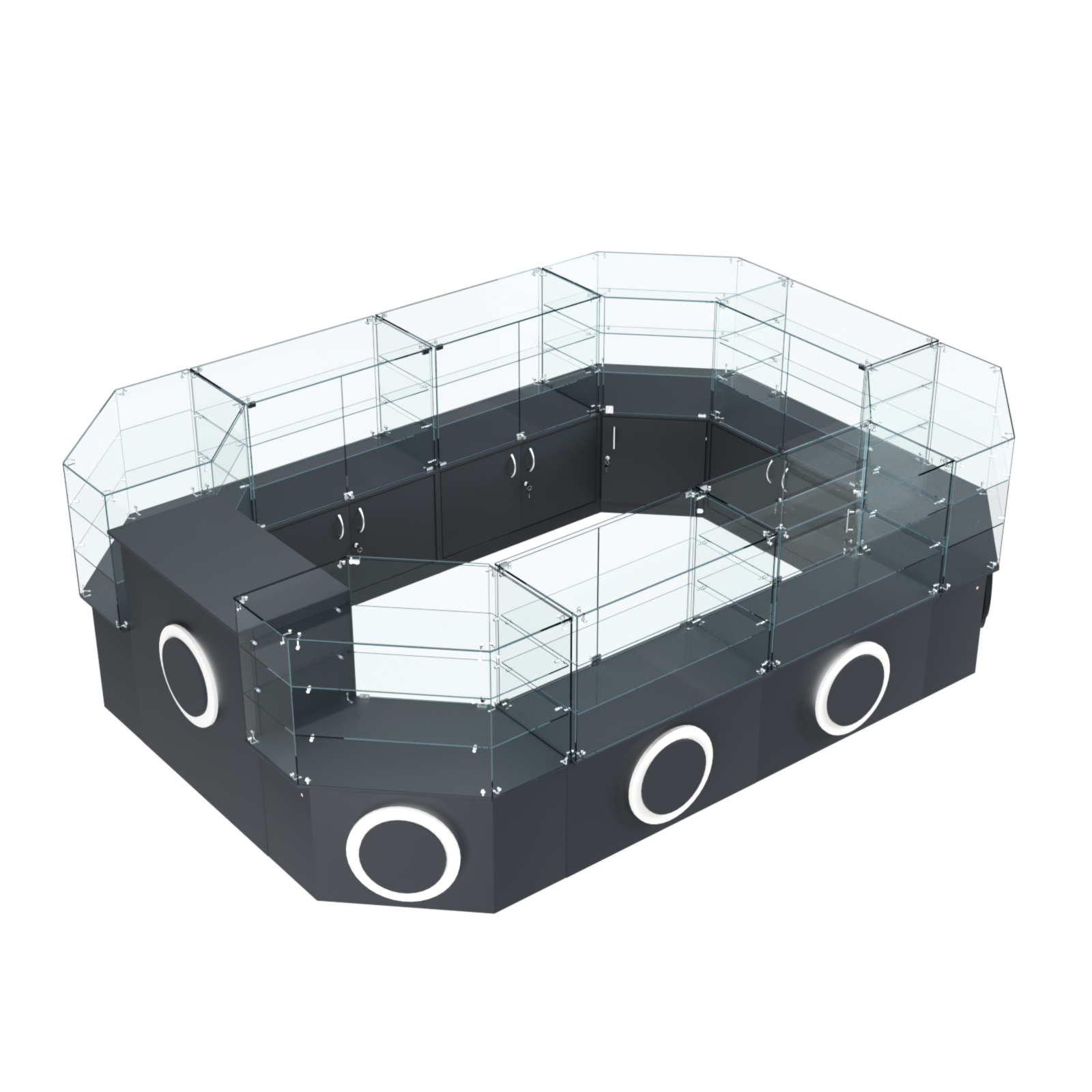 Торговый центральный островок с накладками серии КРУГ №3 (10,38 кв.м) Антрацит