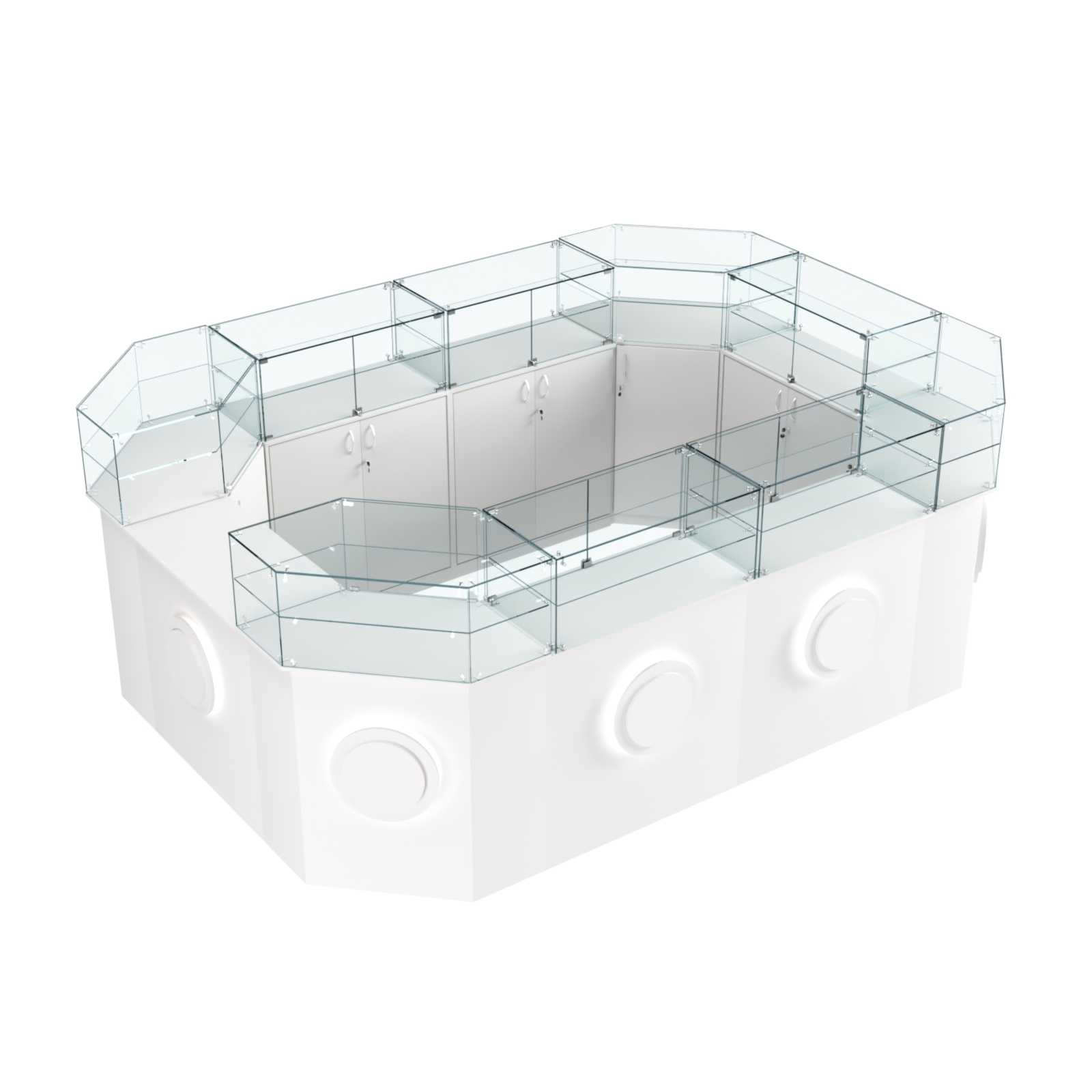 Торговый островок с прозрачным верхом и накладками серии КРУГ №6 (10,38 кв.м) Белый