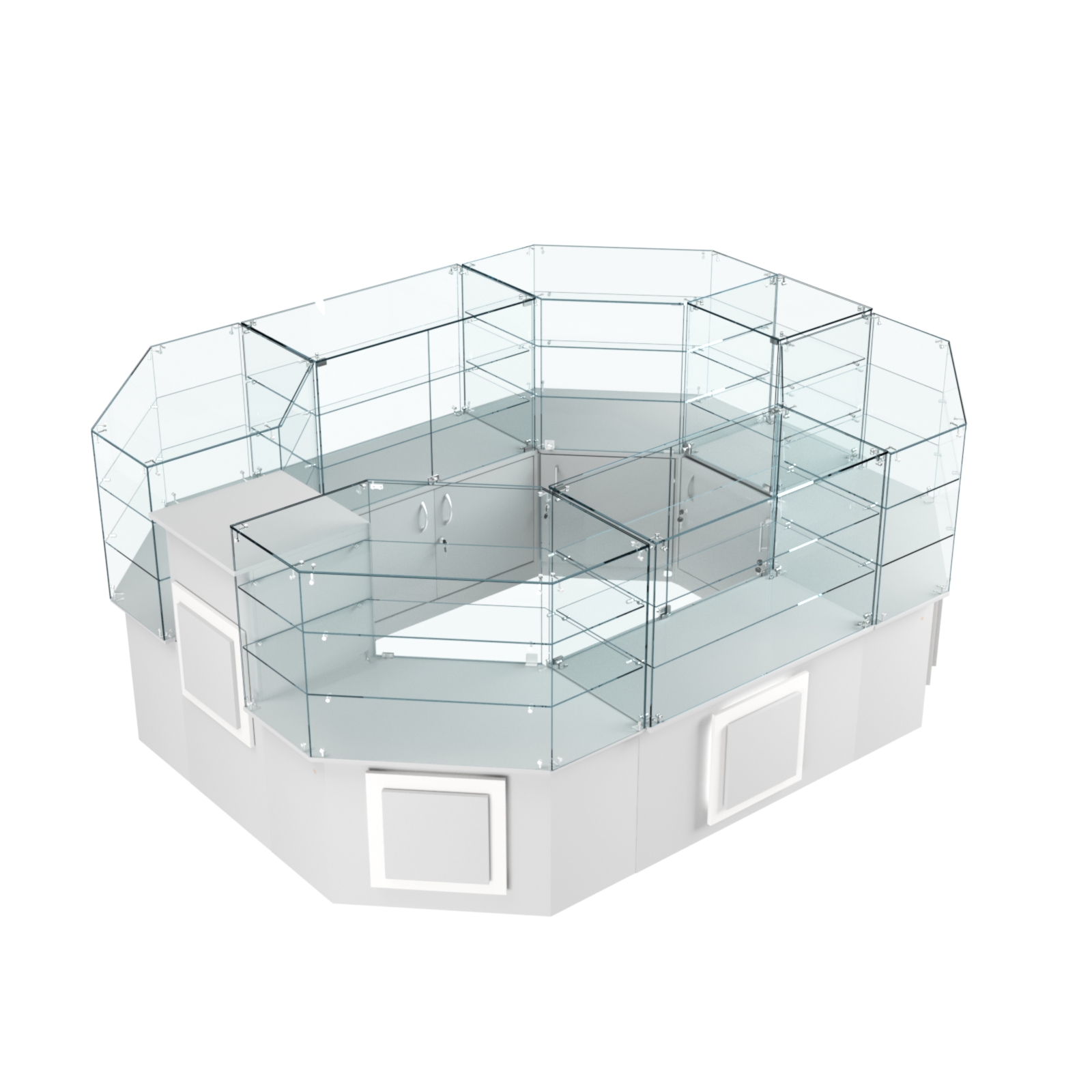 Торговый прямоугольный островок с низким накопителем и накладками серии КВАДРАТ №1 (6,24 кв.м) Серый