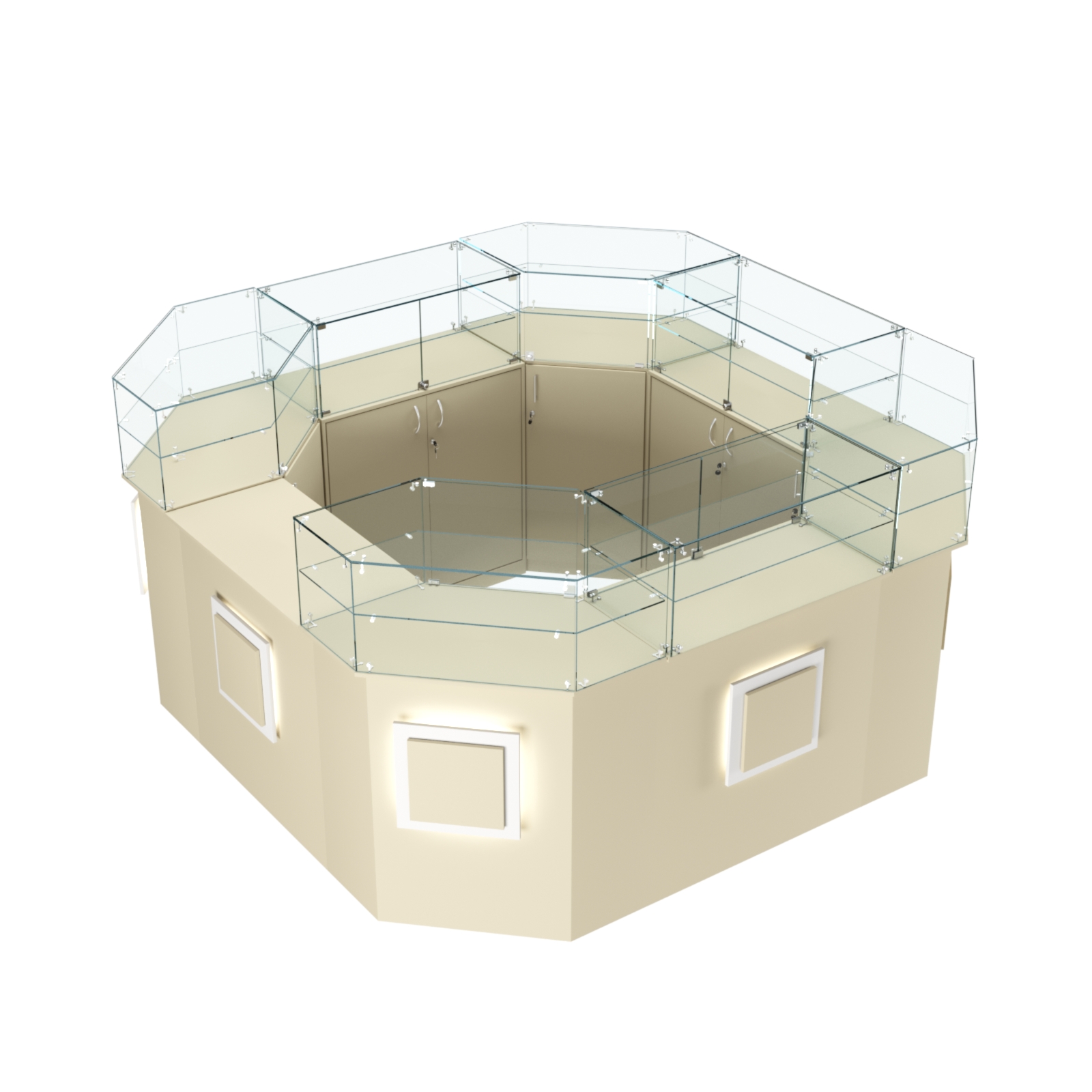 Торговый квадратный островок с накладками серии КВАДРАТ №5 (7,62 кв.м) Крем Вайс