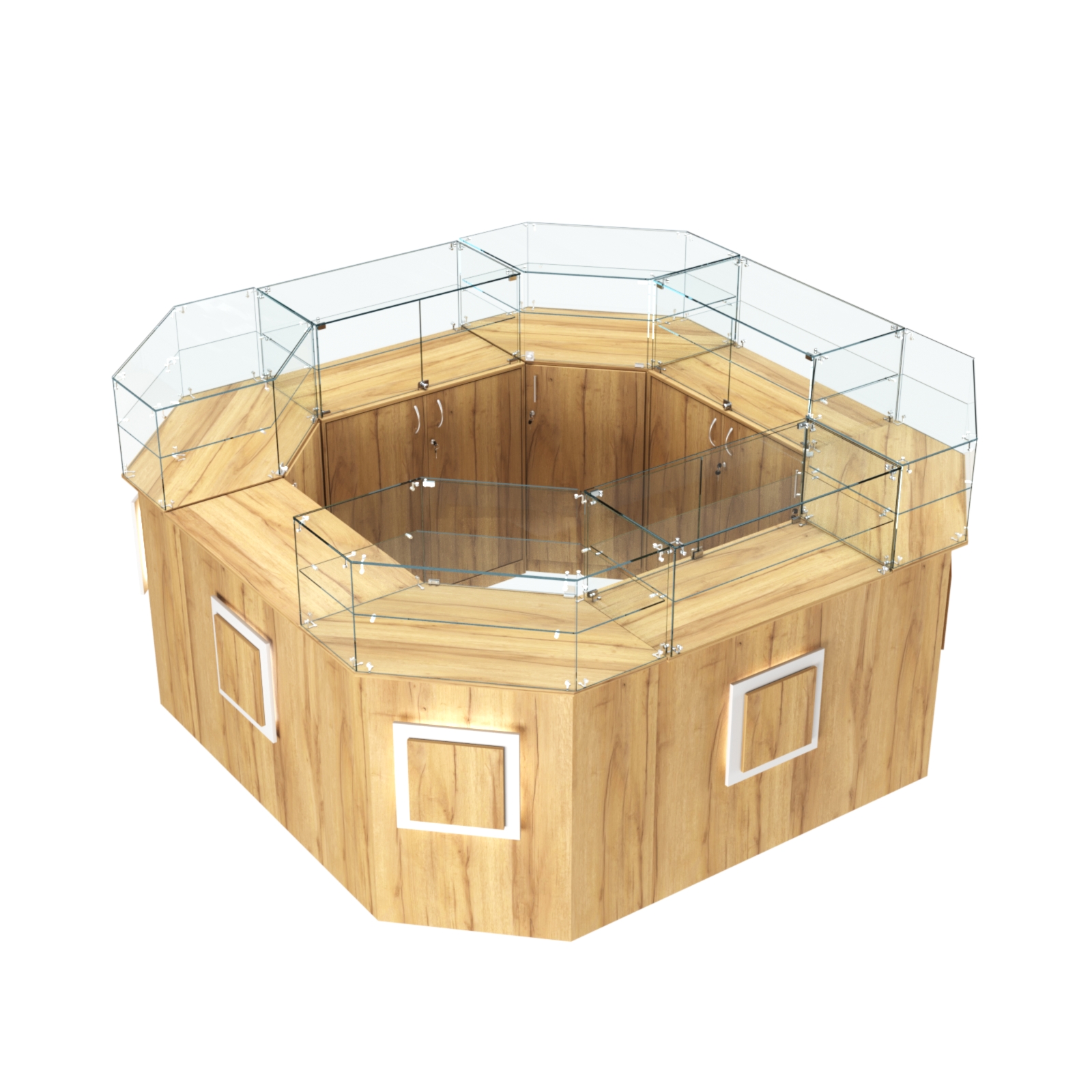 Торговый квадратный островок с накладками серии КВАДРАТ №5 (7,62 кв.м) Дуб Золотистый