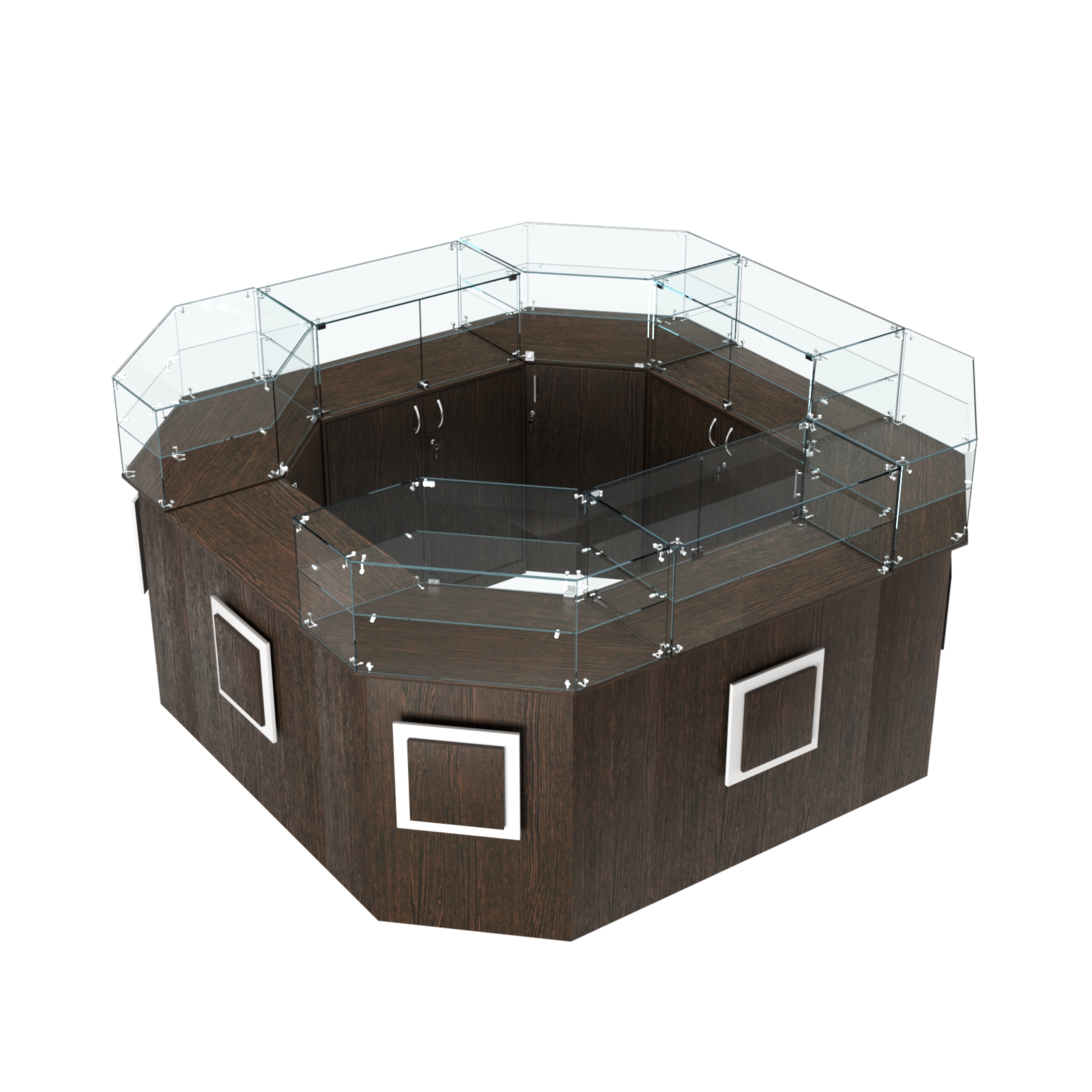 Торговый квадратный островок с накладками серии КВАДРАТ №5 (7,62 кв.м) Дуб Венге