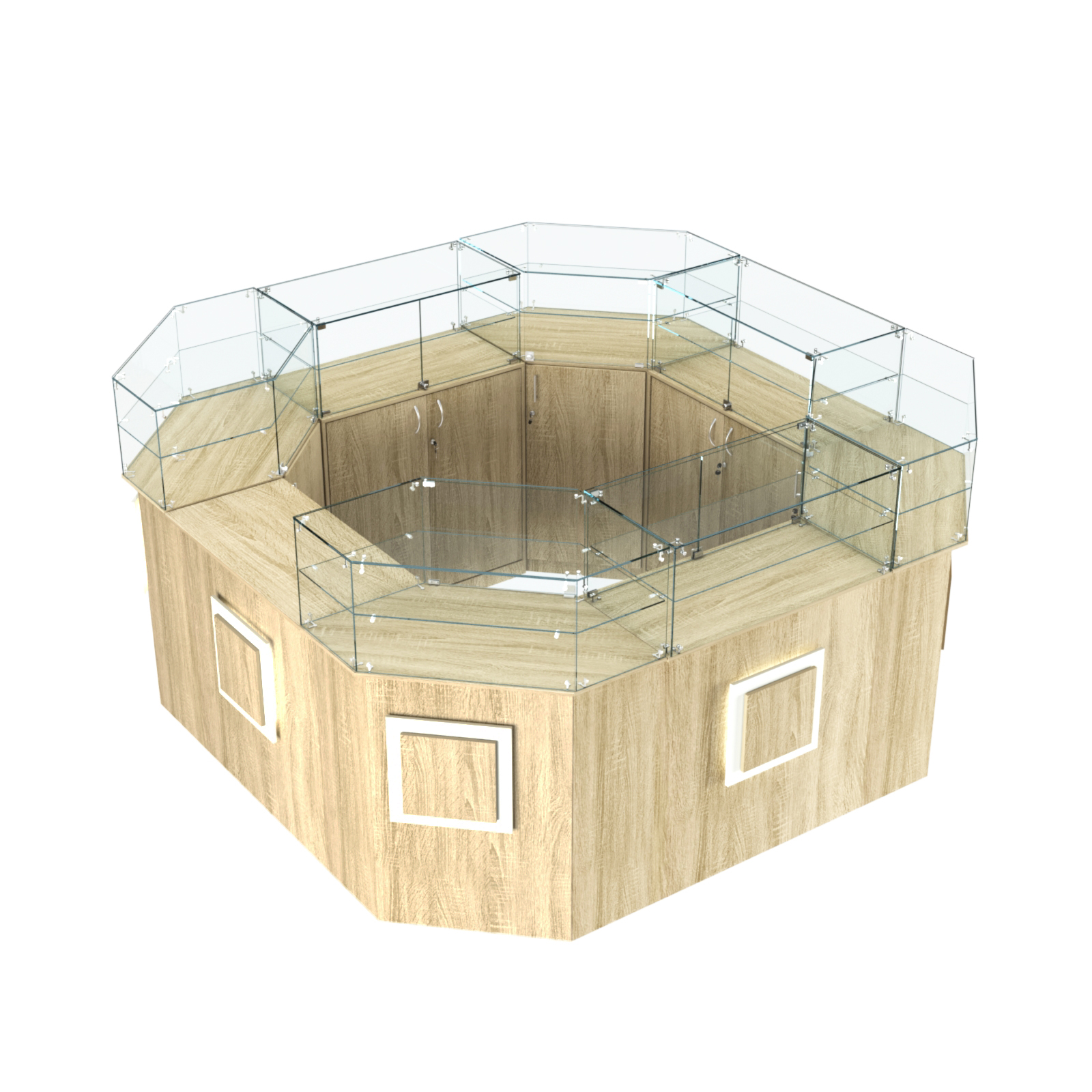 Торговый квадратный островок с накладками серии КВАДРАТ №5 (7,62 кв.м) Дуб сонома