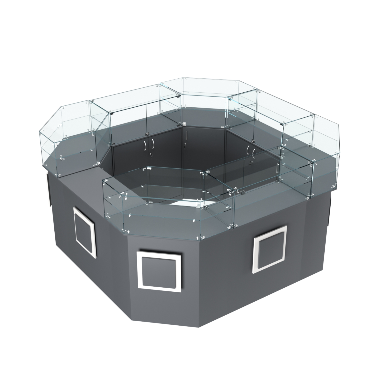 Торговый квадратный островок с накладками серии КВАДРАТ №5 (7,62 кв.м) Темно-Серый