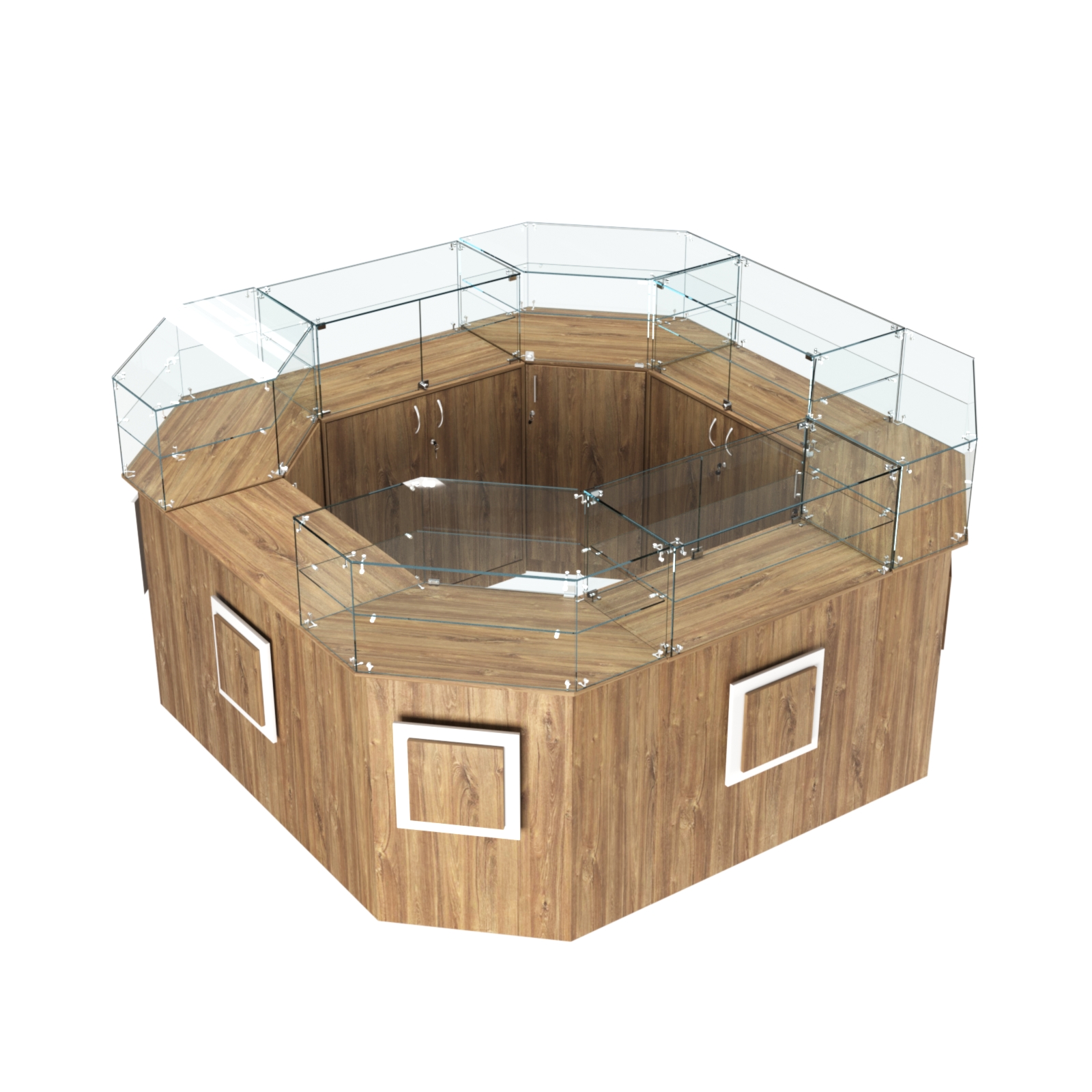 Торговый квадратный островок с накладками серии КВАДРАТ №5 (7,62 кв.м) Дуб Канзас коричневый