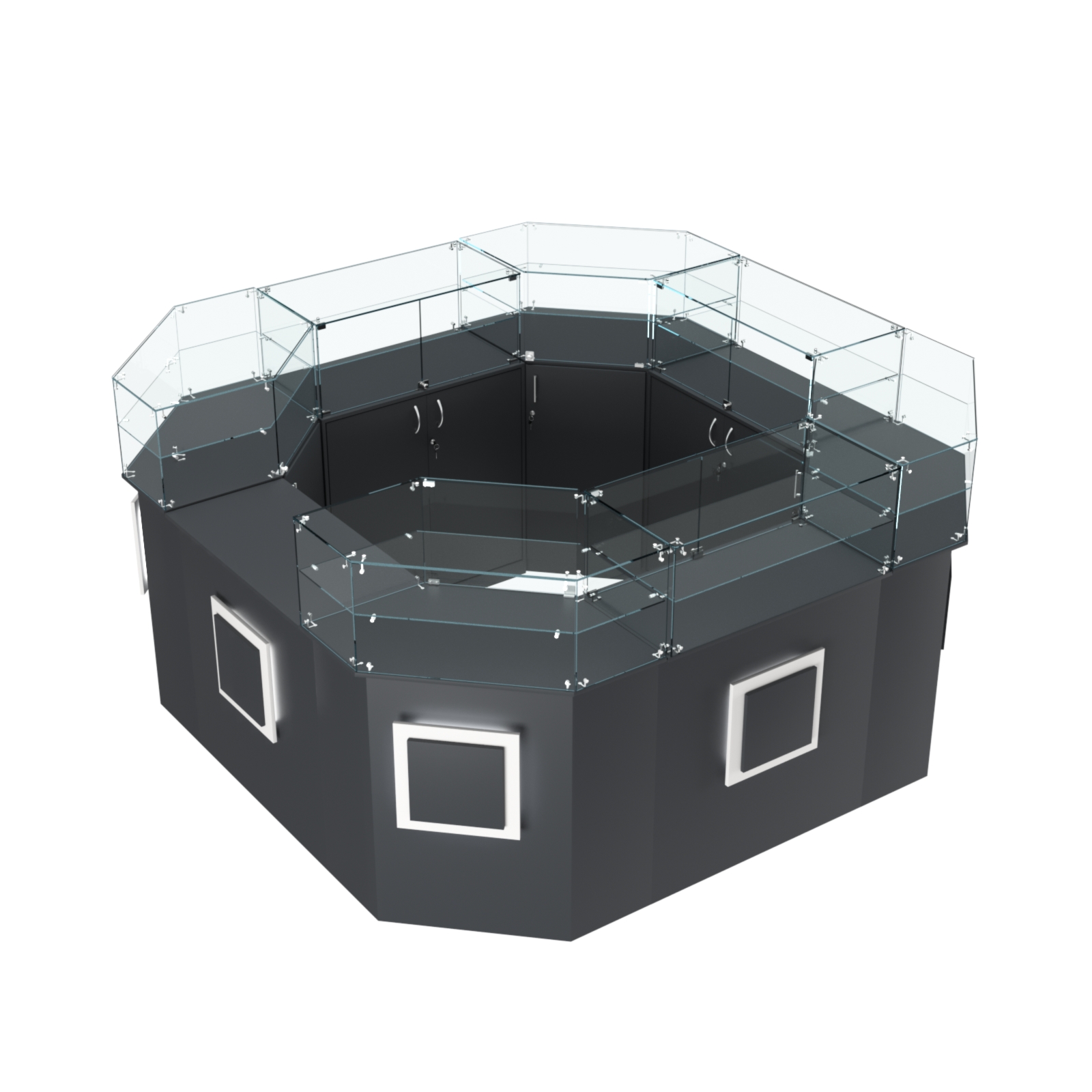 Торговый квадратный островок с накладками серии КВАДРАТ №5 (7,62 кв.м) Антрацит