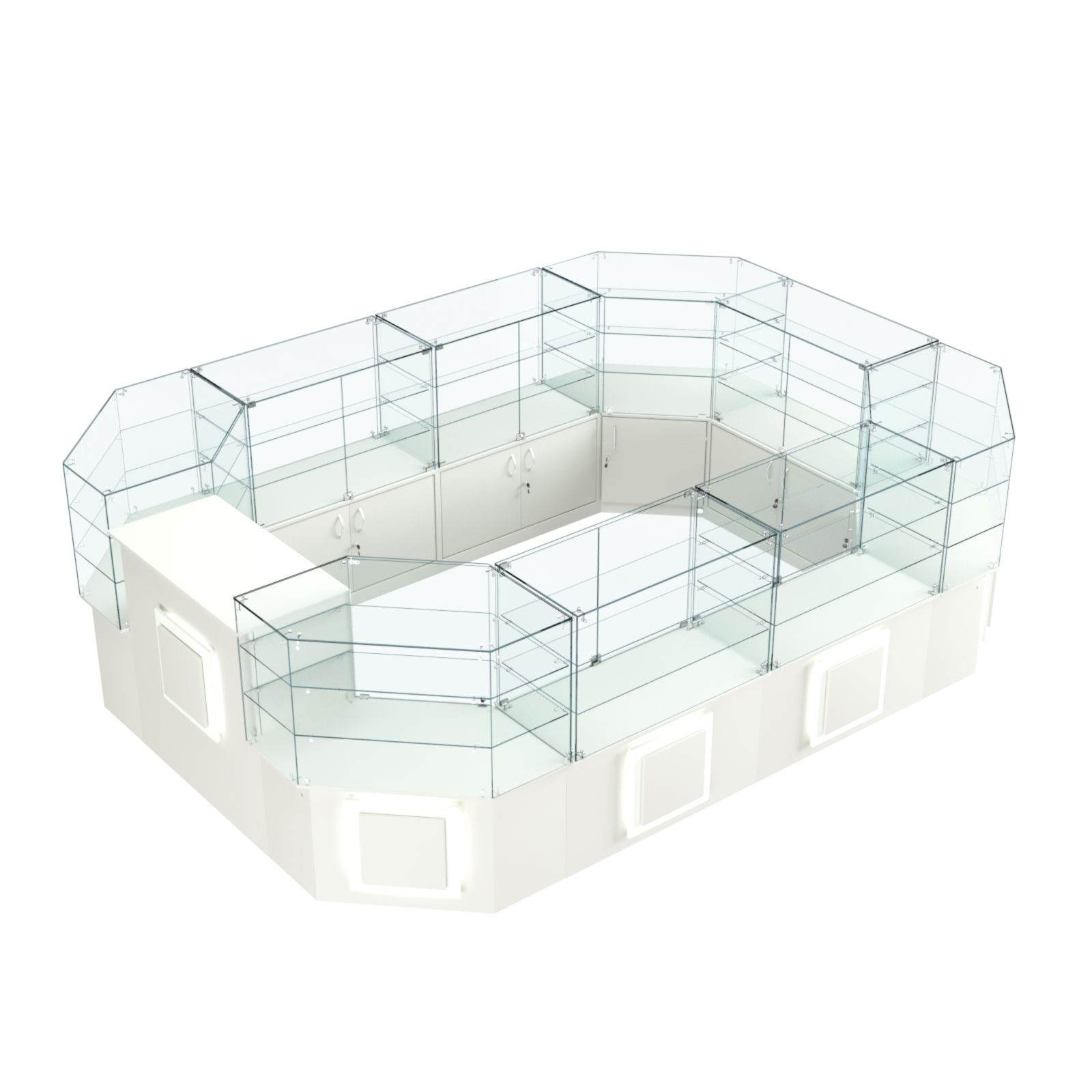 Торговый центральный островок с накладками серии КВАДРАТ №3 (10,38 кв.м) Белый