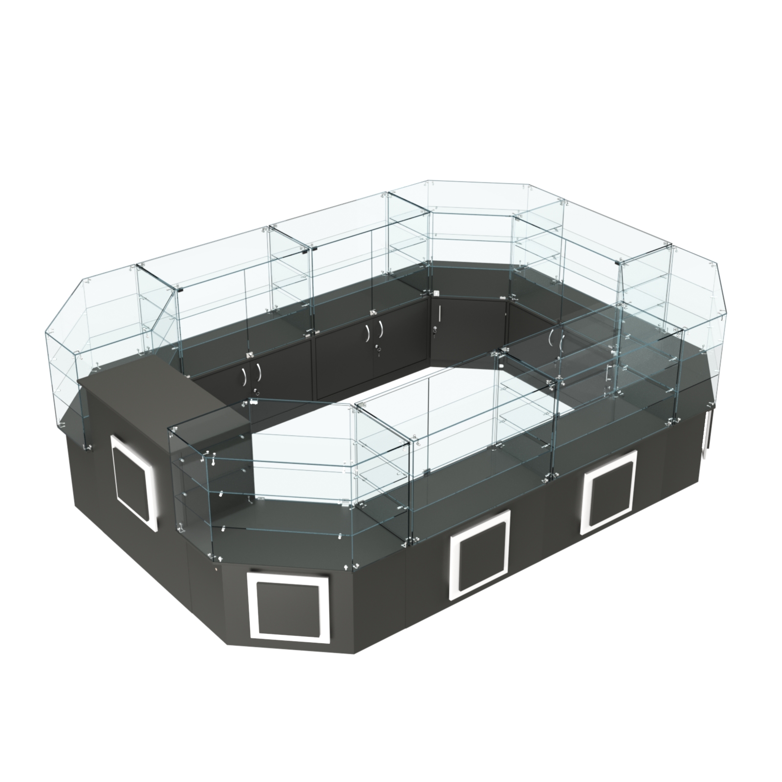 Торговый центральный островок с накладками серии КВАДРАТ №3 (10,38 кв.м) Черный