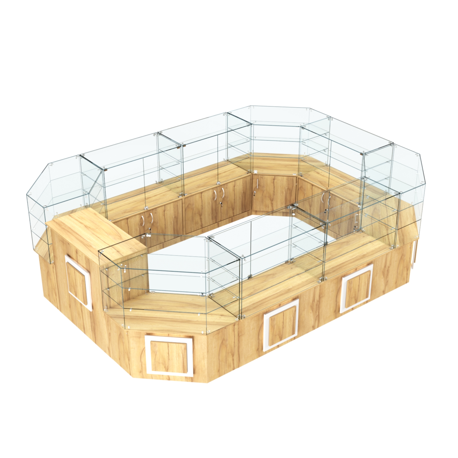 Торговый центральный островок с накладками серии КВАДРАТ №3 (10,38 кв.м) Дуб Золотистый