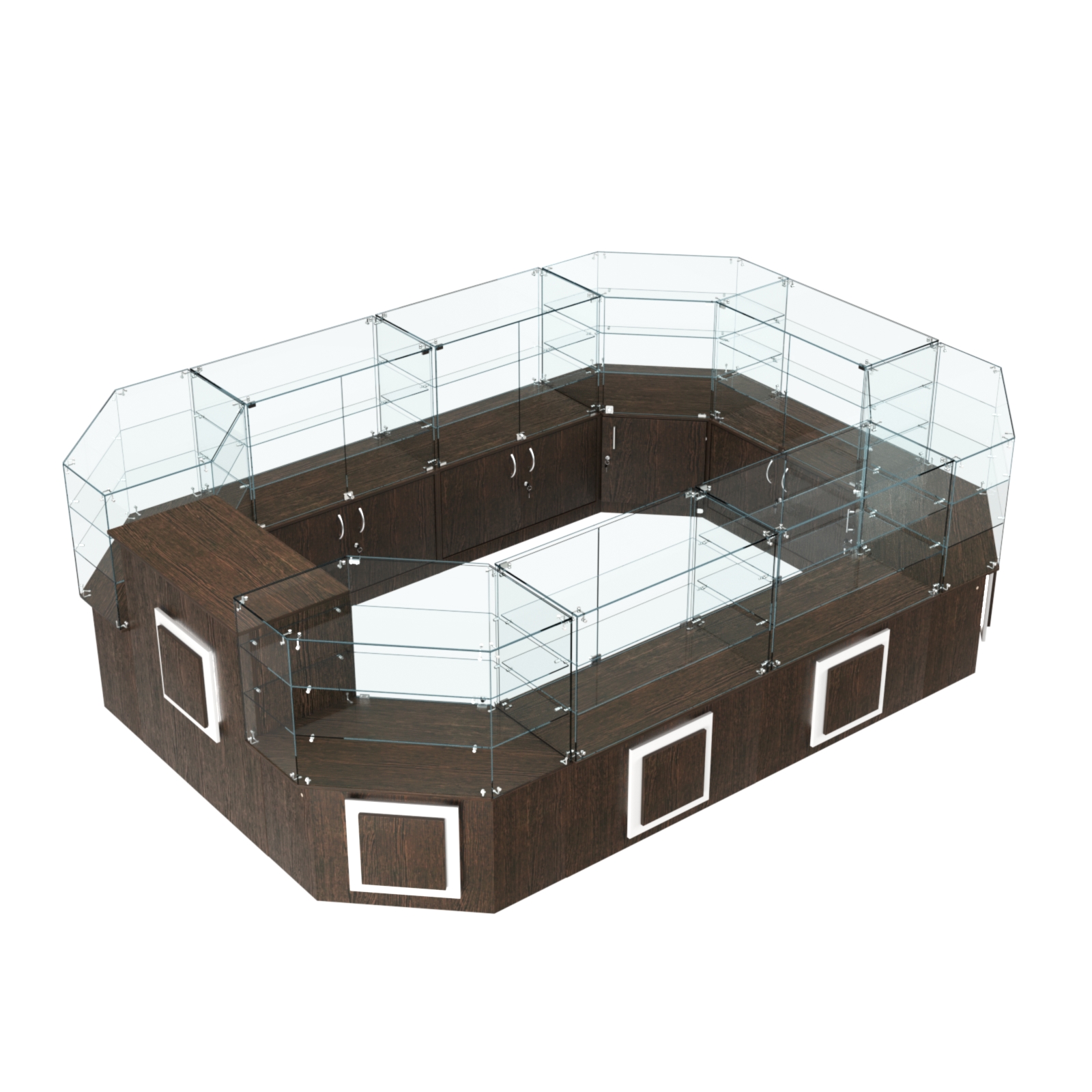 Торговый центральный островок с накладками серии КВАДРАТ №3 (10,38 кв.м) Дуб Венге