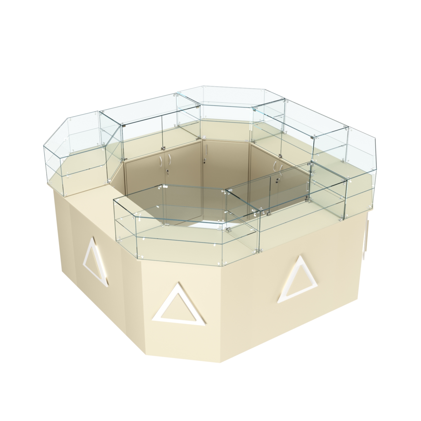 Торговый квадратный островок с накладками серии ТРЕУГОЛЬНИК №5 (7,62 кв.м) Крем Вайс