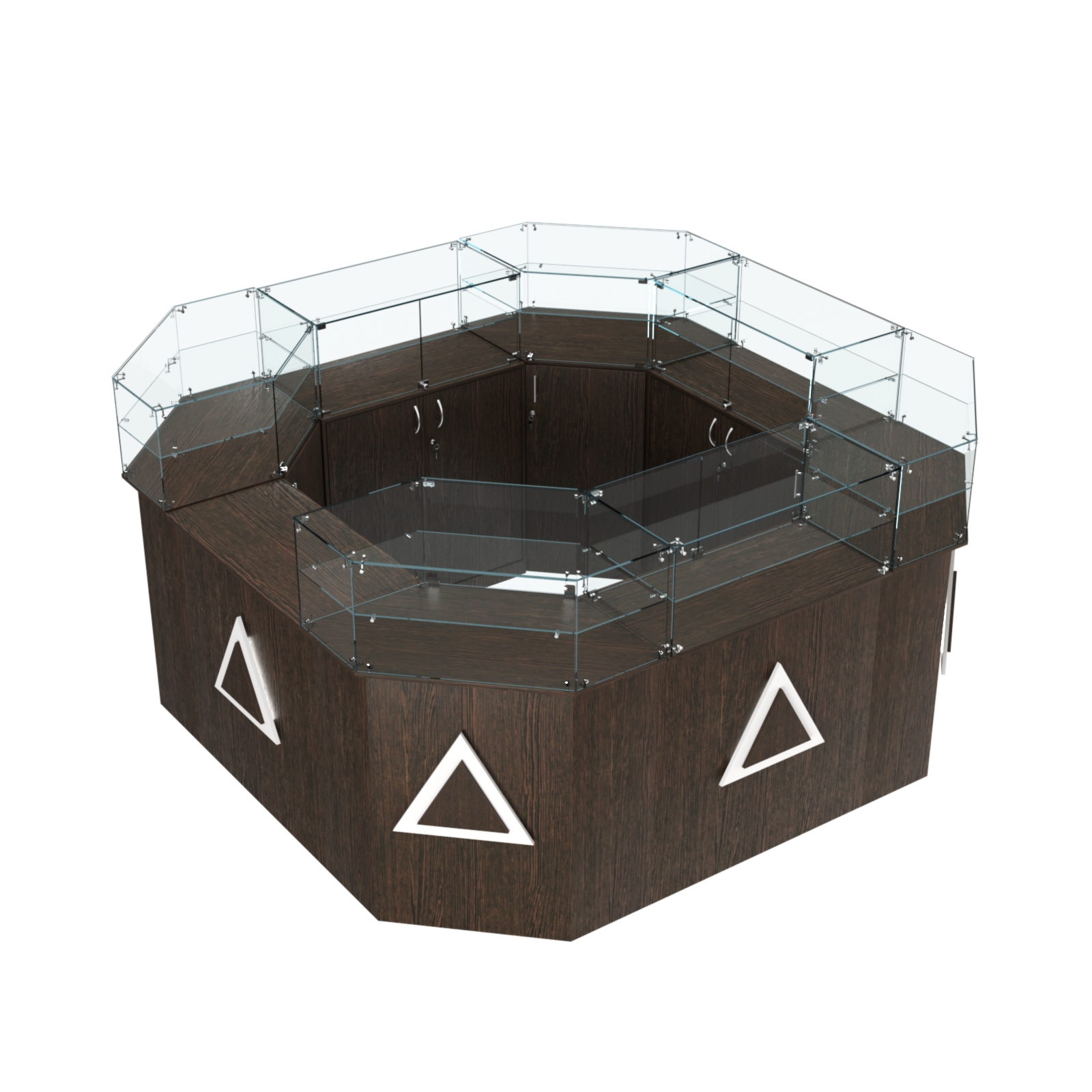 Торговый квадратный островок с накладками серии ТРЕУГОЛЬНИК №5 (7,62 кв.м) Дуб Венге