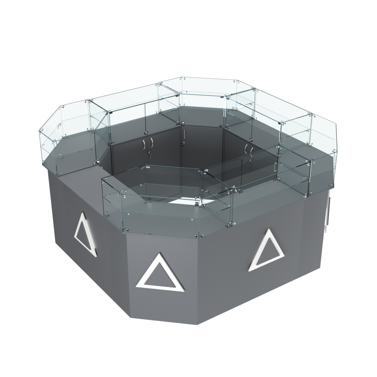 Торговый квадратный островок с накладками серии ТРЕУГОЛЬНИК №5 (7,62 кв.м) Темно-Серый