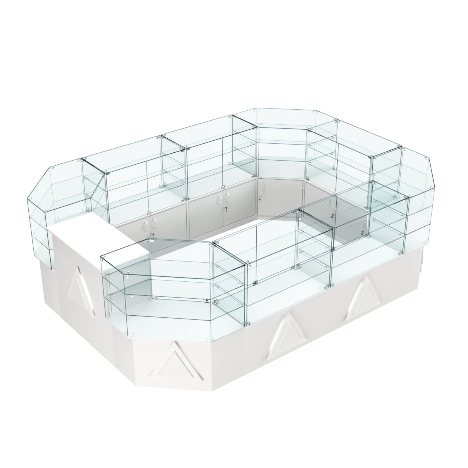 Торговый центральный островок с накладками серии ТРЕУГОЛЬНИК №3 (10,38 кв.м) Белый