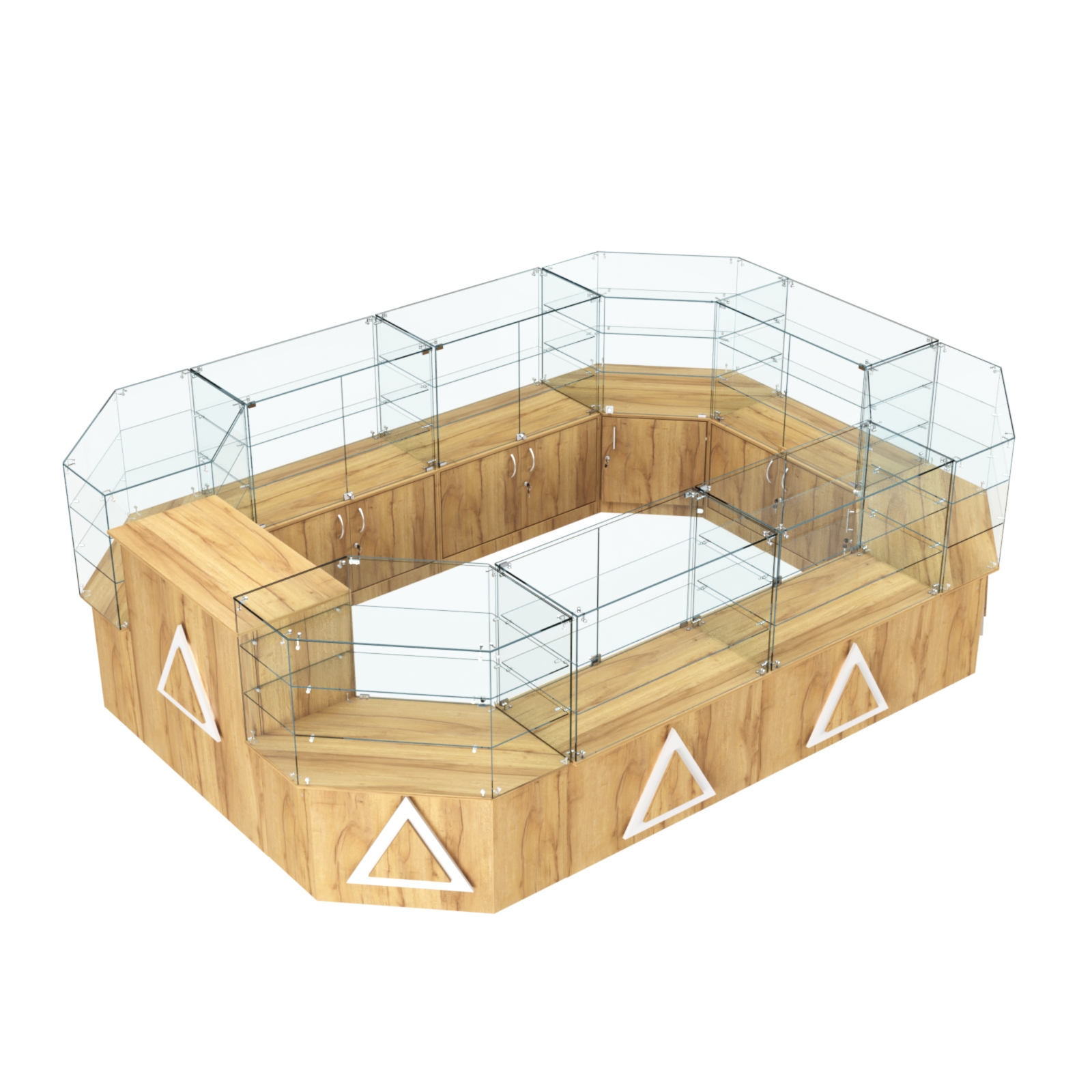 Торговый центральный островок с накладками серии ТРЕУГОЛЬНИК №3 (10,38 кв.м) Дуб Золотистый