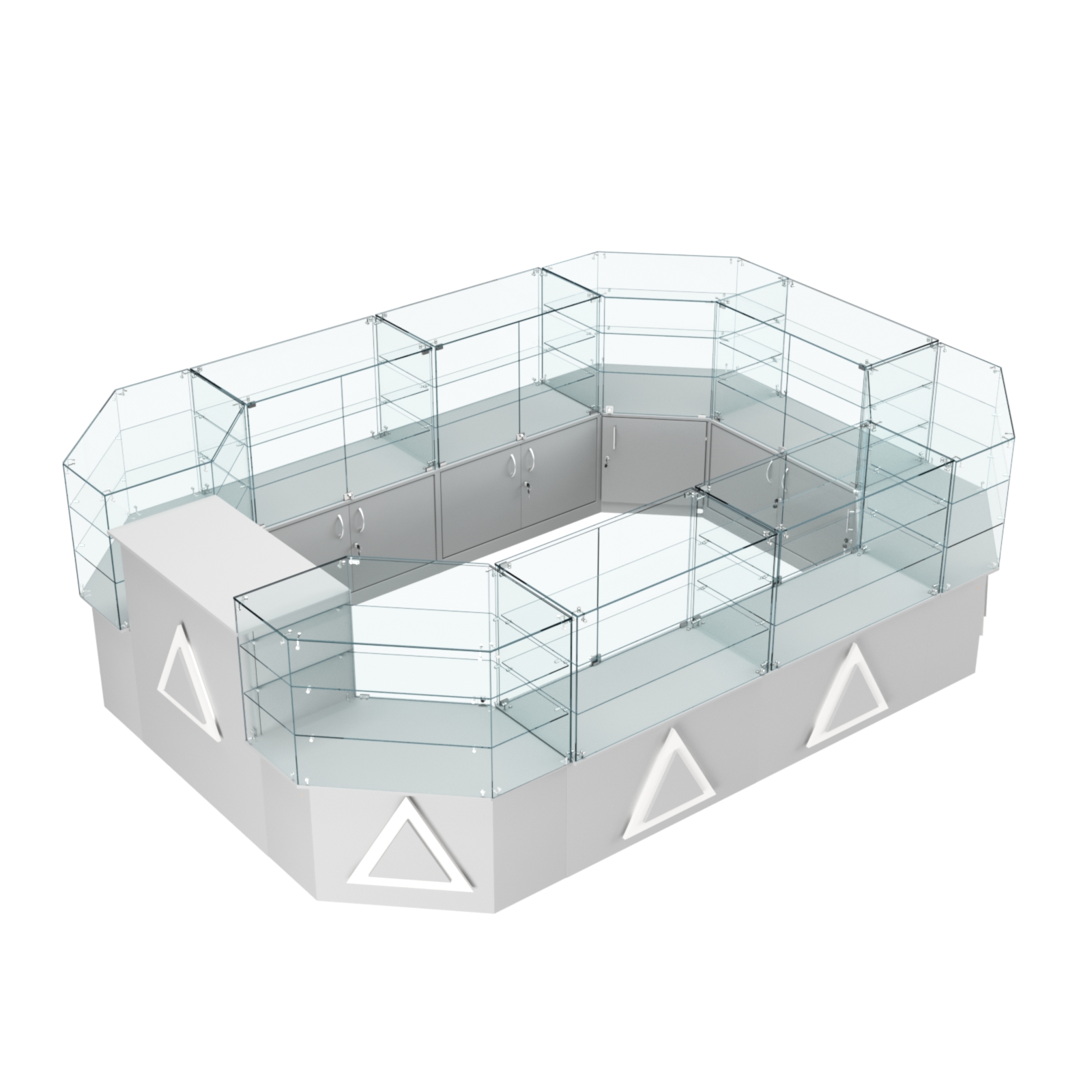 Торговый центральный островок с накладками серии ТРЕУГОЛЬНИК №3 (10,38 кв.м) Серый