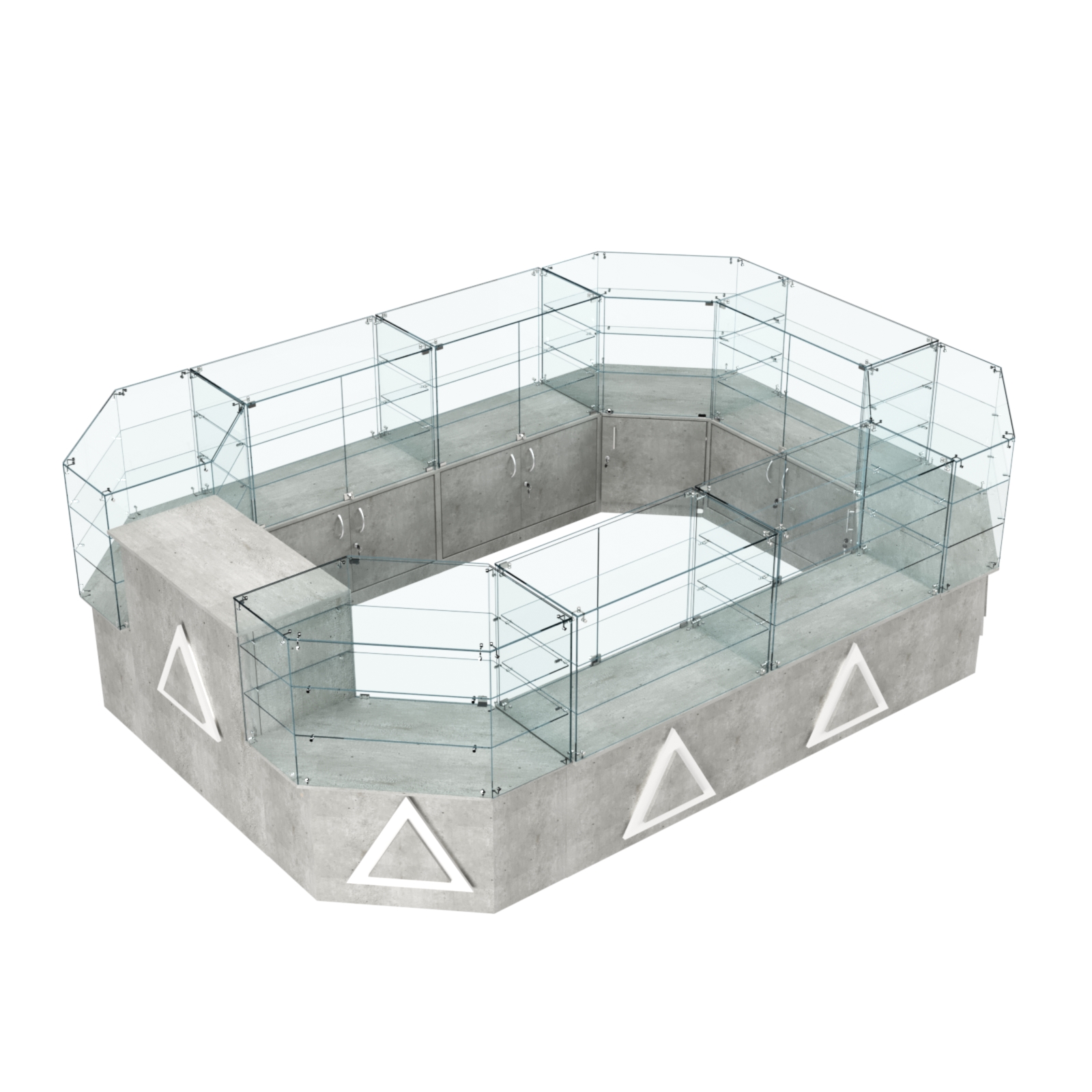 Торговый центральный островок с накладками серии ТРЕУГОЛЬНИК №3 (10,38 кв.м) Метрополитан Грей