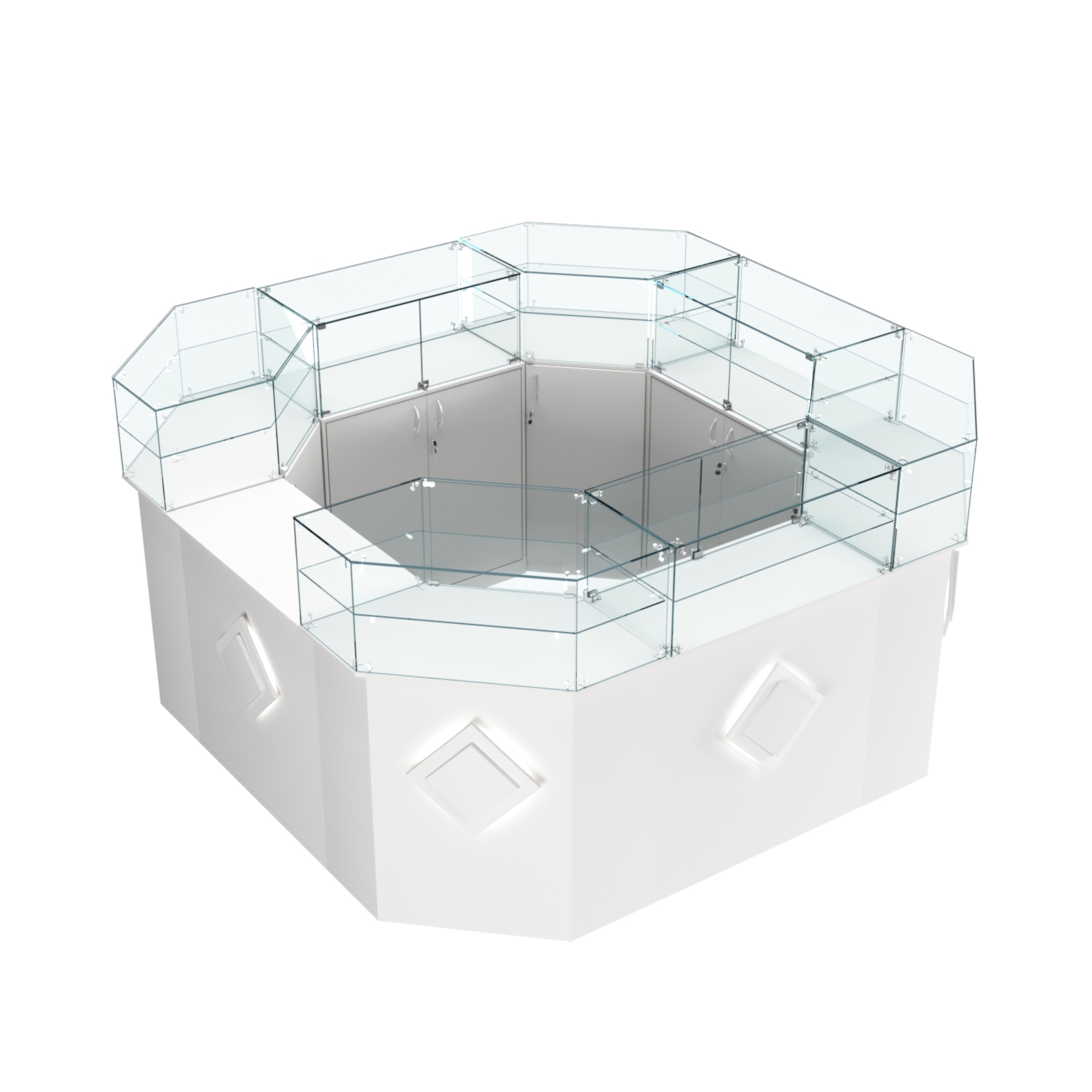 Торговый квадратный островок с накладками серии РОМБ №5 (7,62 кв.м) Белый