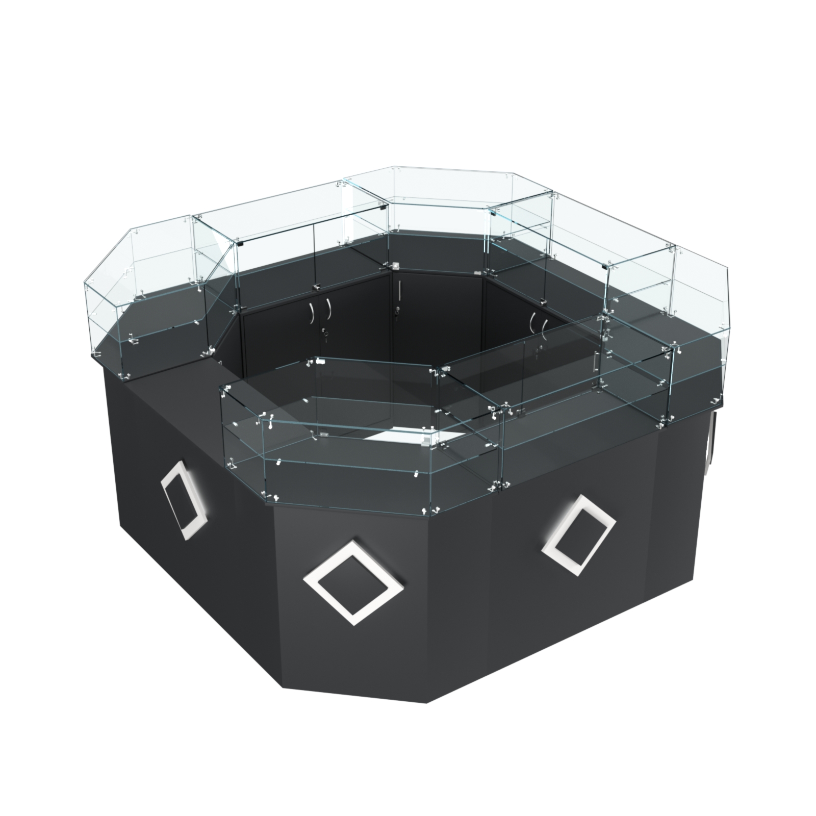 Торговый квадратный островок с накладками серии РОМБ №5 (7,62 кв.м) Черный