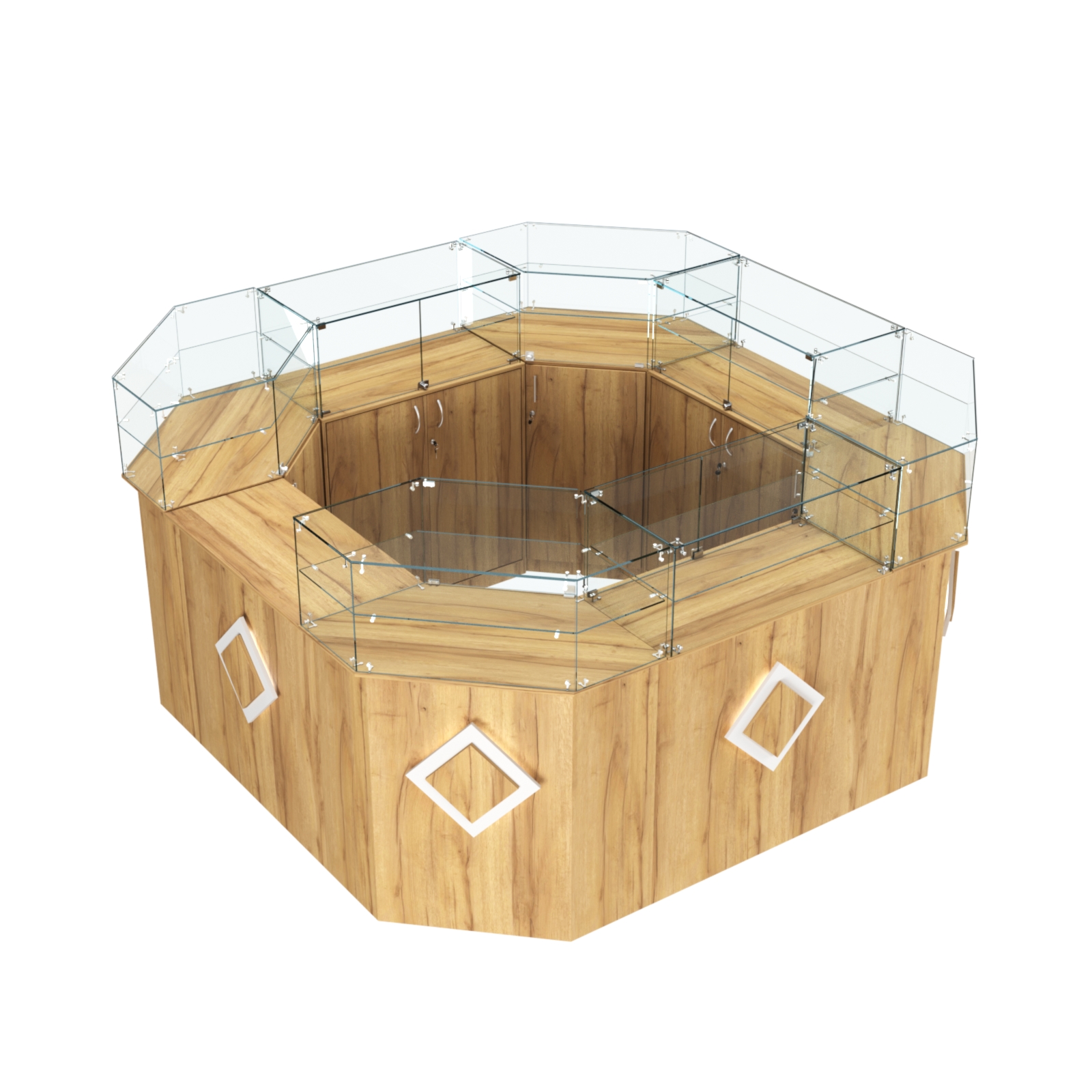 Торговый квадратный островок с накладками серии РОМБ №5 (7,62 кв.м) Дуб Золотистый