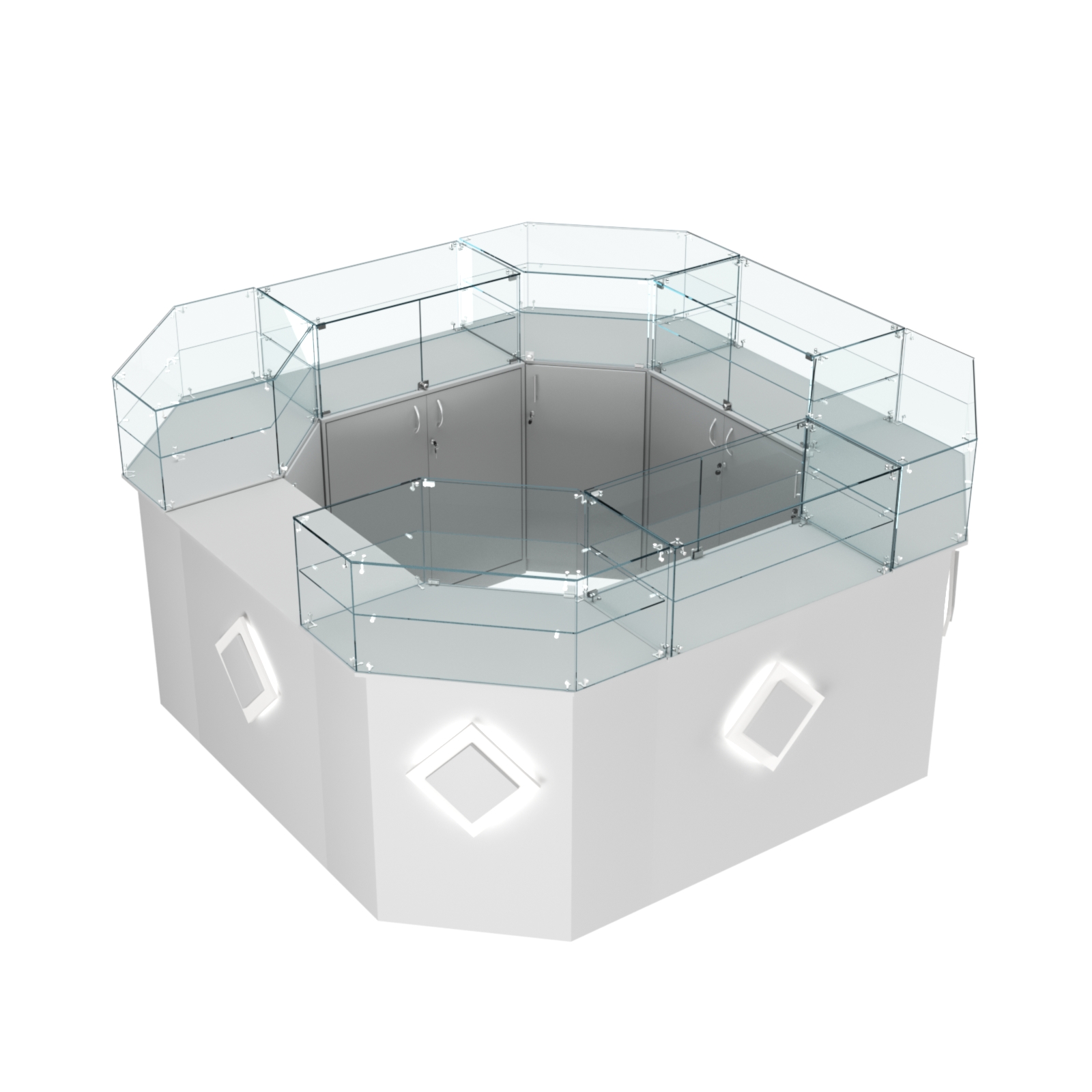 Торговый квадратный островок с накладками серии РОМБ №5 (7,62 кв.м) Серый
