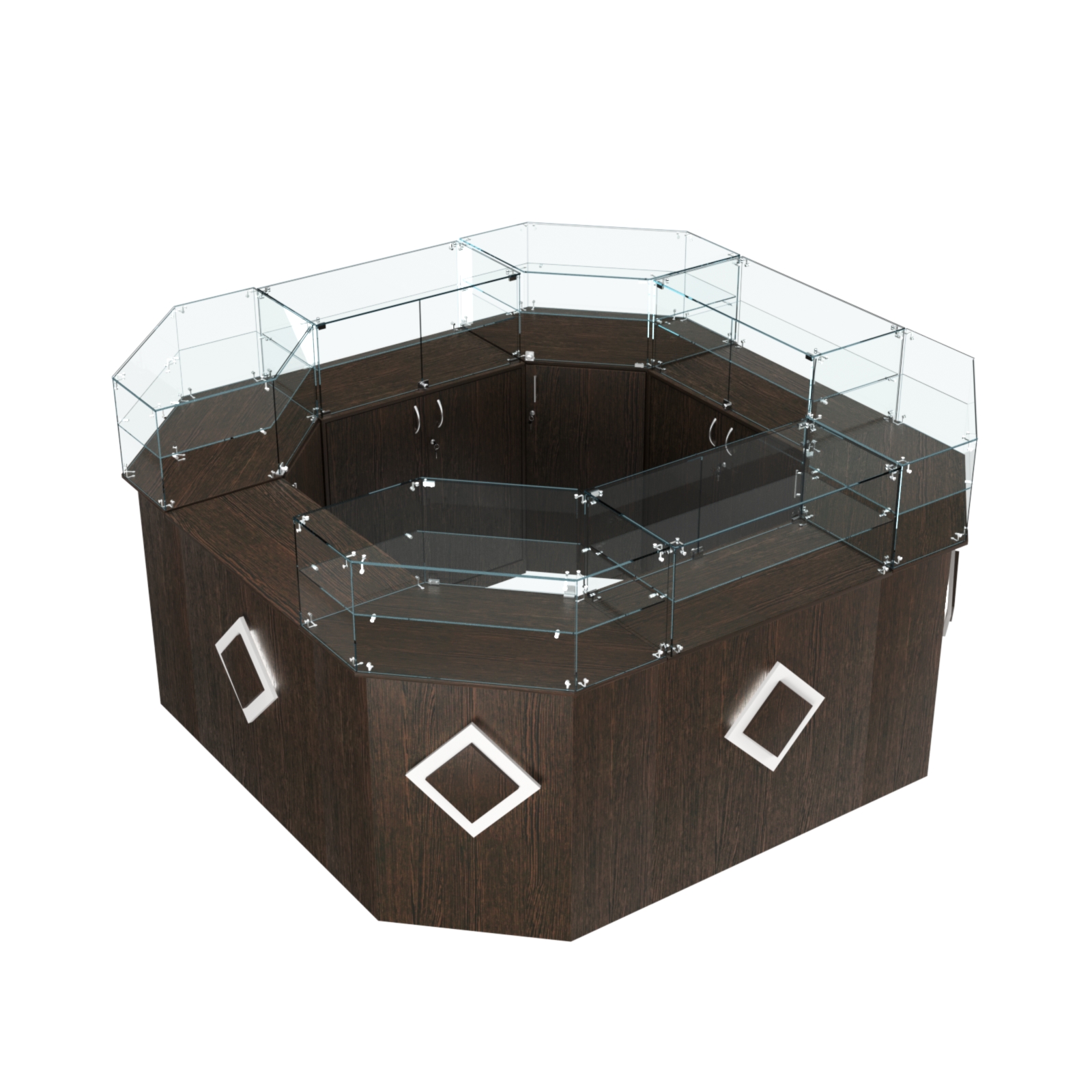 Торговый квадратный островок с накладками серии РОМБ №5 (7,62 кв.м) Дуб Венге