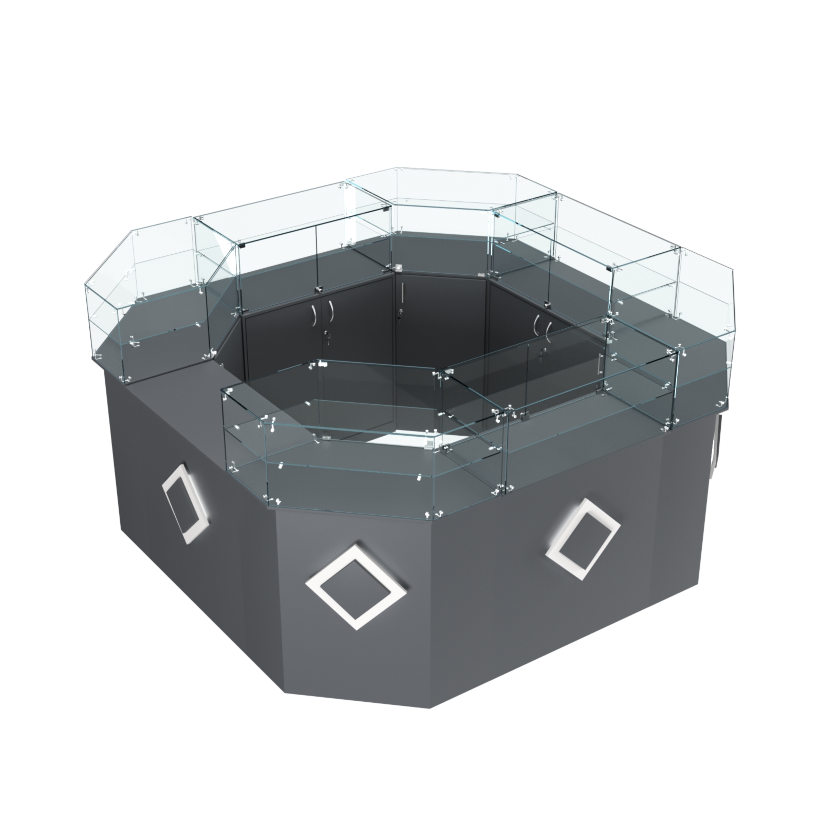 Торговый квадратный островок с накладками серии РОМБ №5 (7,62 кв.м) Темно-Серый