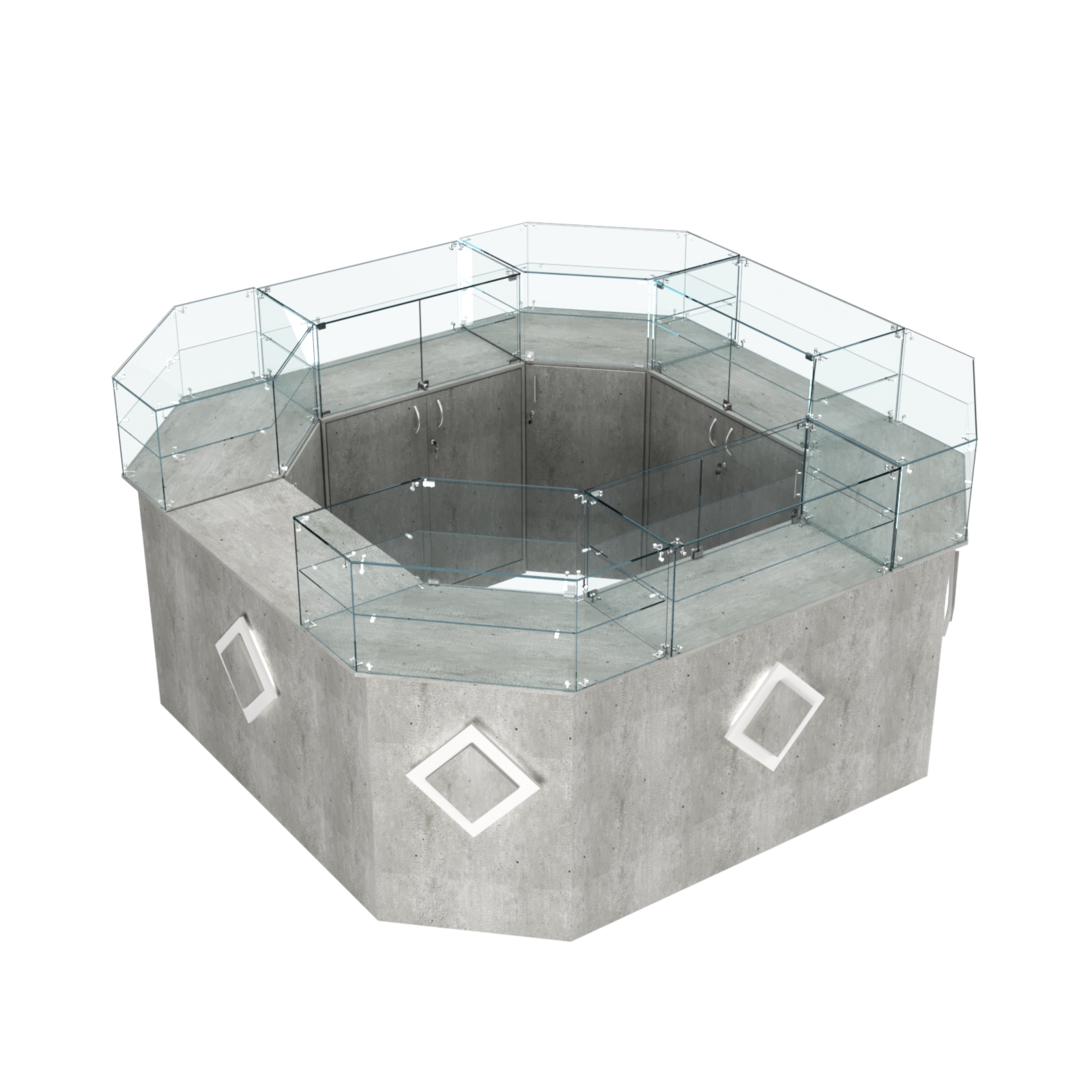 Торговый квадратный островок с накладками серии РОМБ №5 (7,62 кв.м) Метрополитан Грей