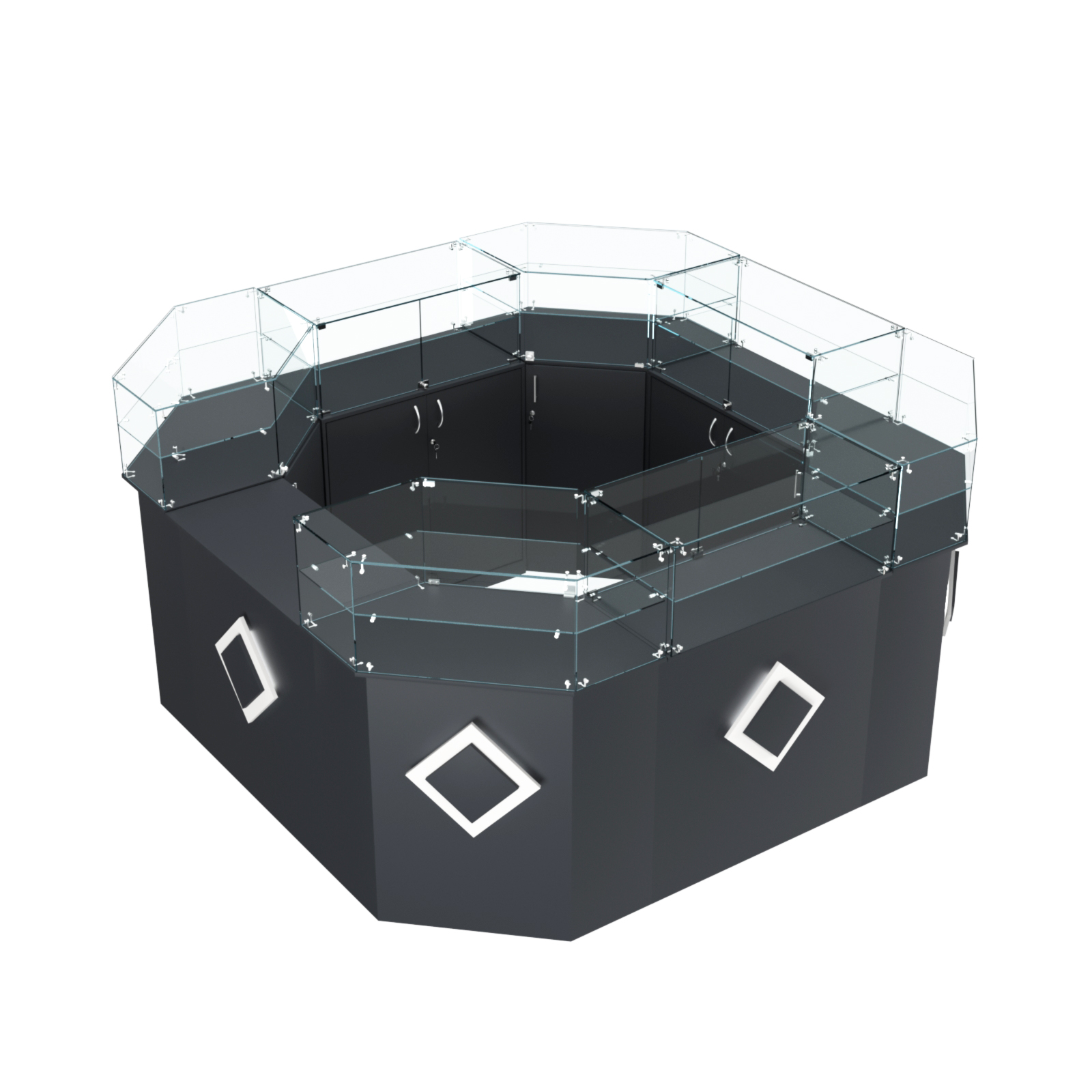 Торговый квадратный островок с накладками серии РОМБ №5 (7,62 кв.м) Антрацит