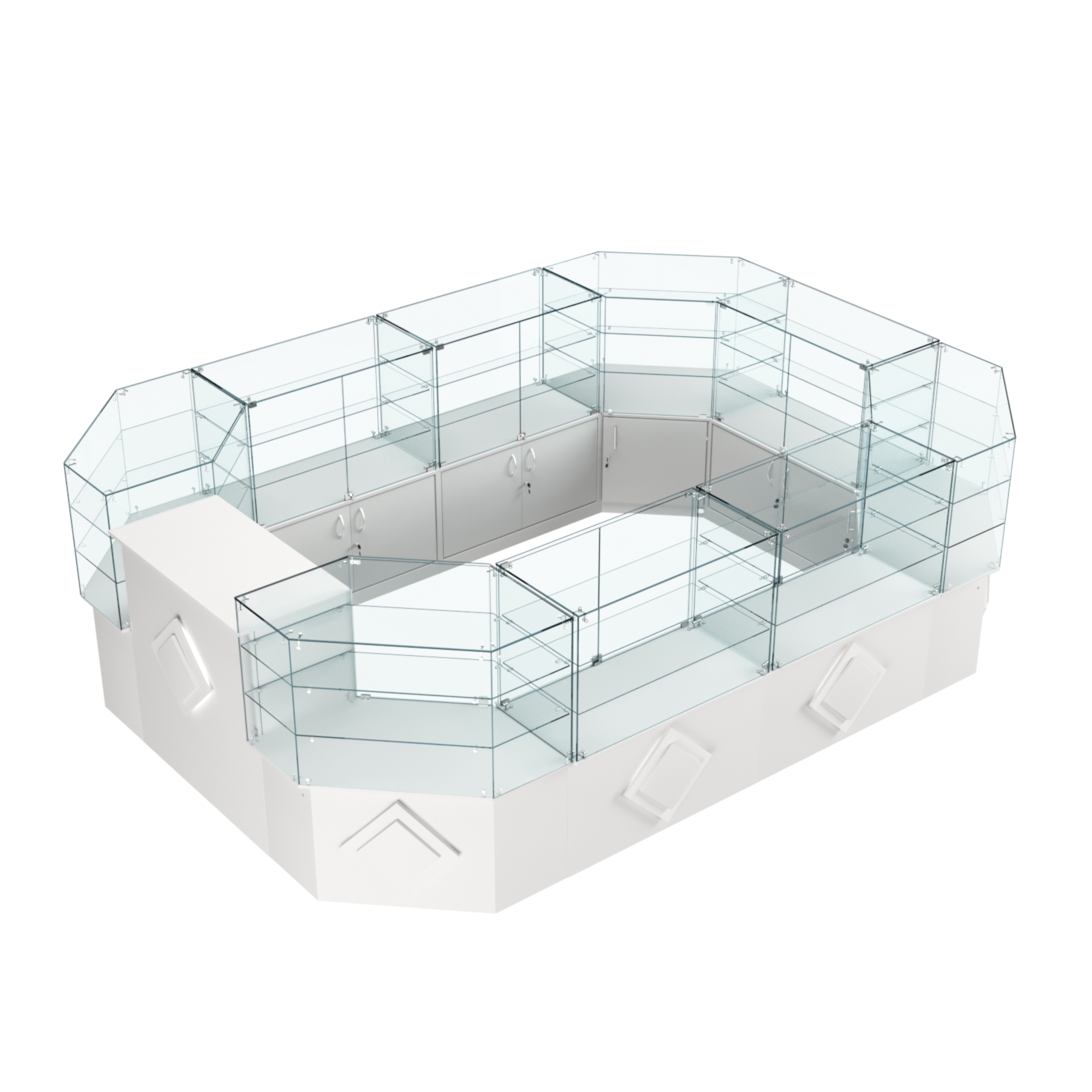 Торговый центральный островок с накладками серии РОМБ №3 (10,38 кв.м) Белый