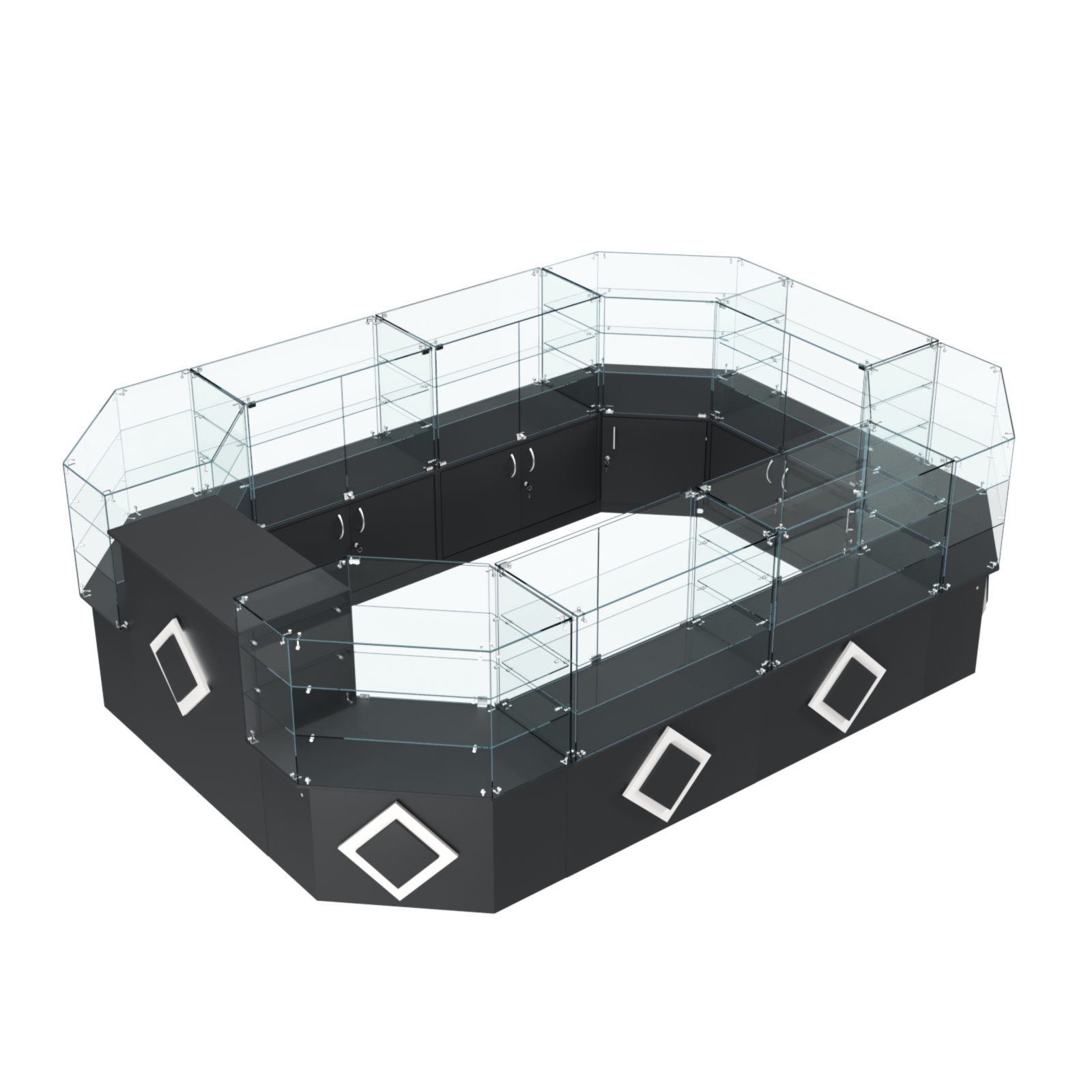 Торговый центральный островок с накладками серии РОМБ №3 (10,38 кв.м) Черный