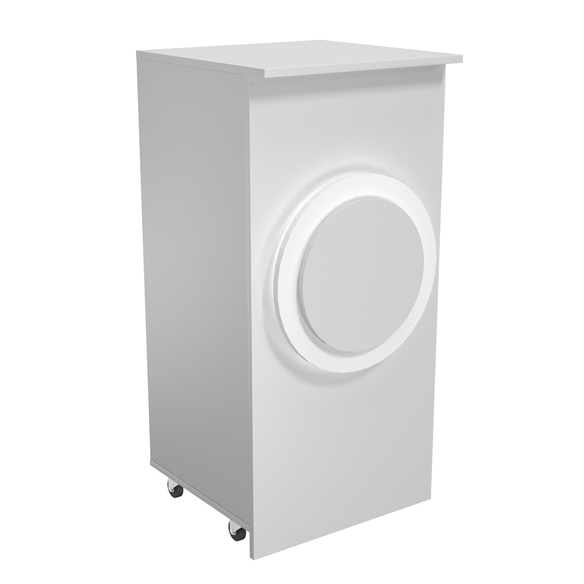 Торговый прилавок под кассу выкатной квадратный с накладкой серии КРУГ №2 Серый