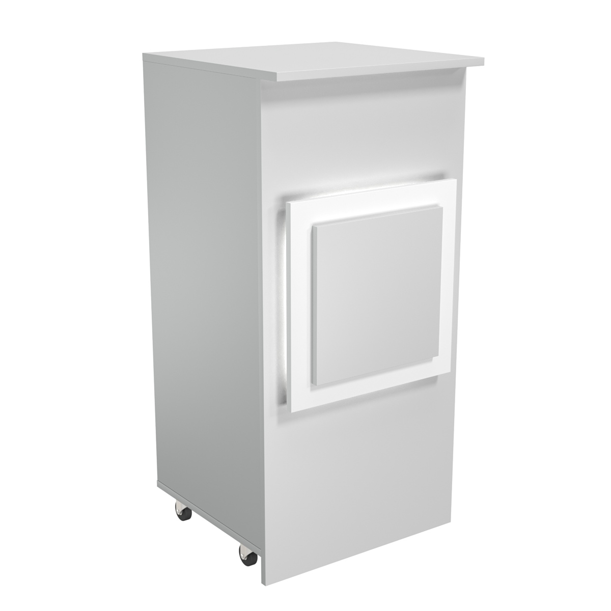 Торговый прилавок под кассу выкатной квадратный с накладкой серии КВАДРАТ №2 Серый