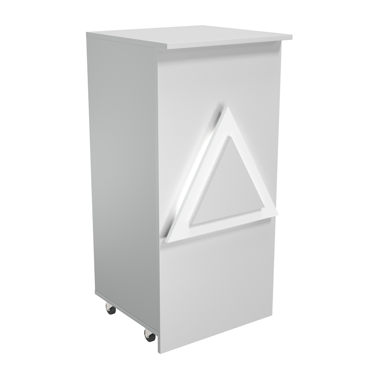 Торговый прилавок под кассу выкатной квадратный с накладкой серии ТРЕУГОЛЬНИК №2 Серый