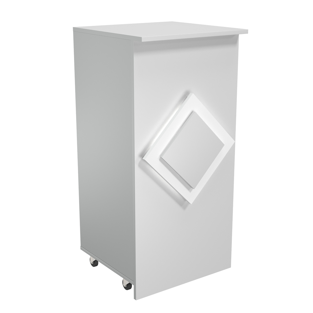 Торговый прилавок под кассу выкатной квадратный с накладкой серии РОМБ №2 Серый